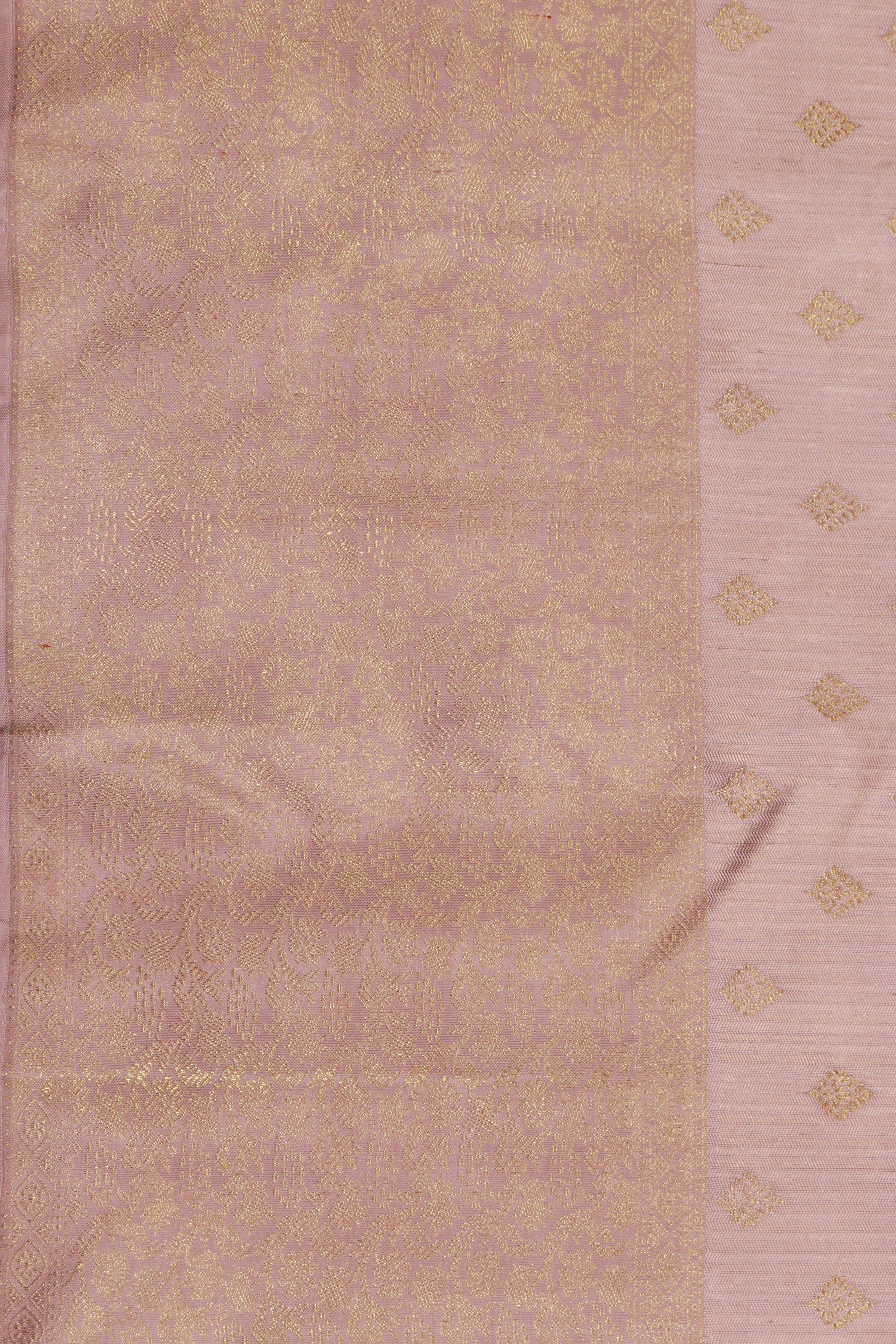 Mauve Pink Kanchivaram Silk Saree with Zari Butti & Fancy Border