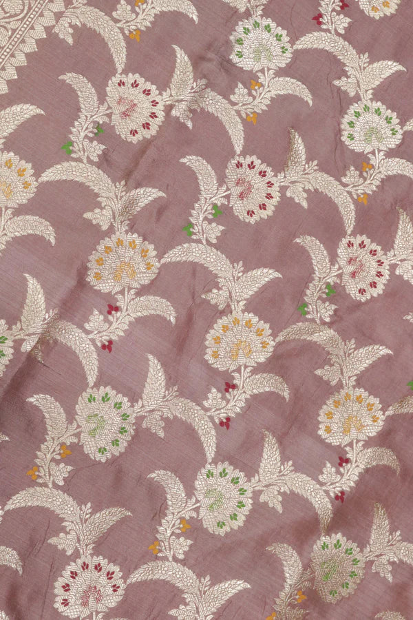 Chikko Banarasi Silk Saree with Meenakari Jaal & Zari Border