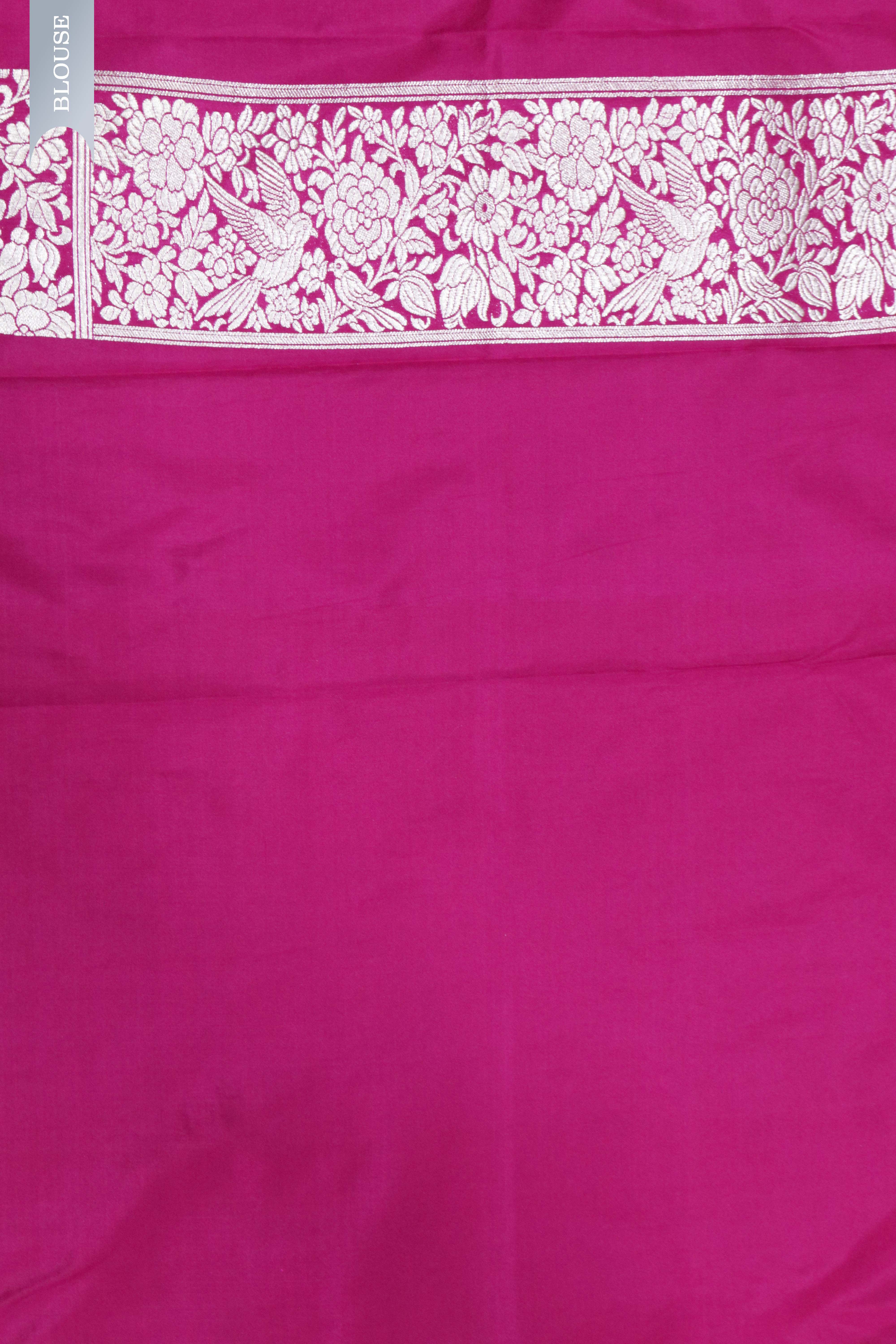 Magenta Banarasi Silver Zari Jaal Saree