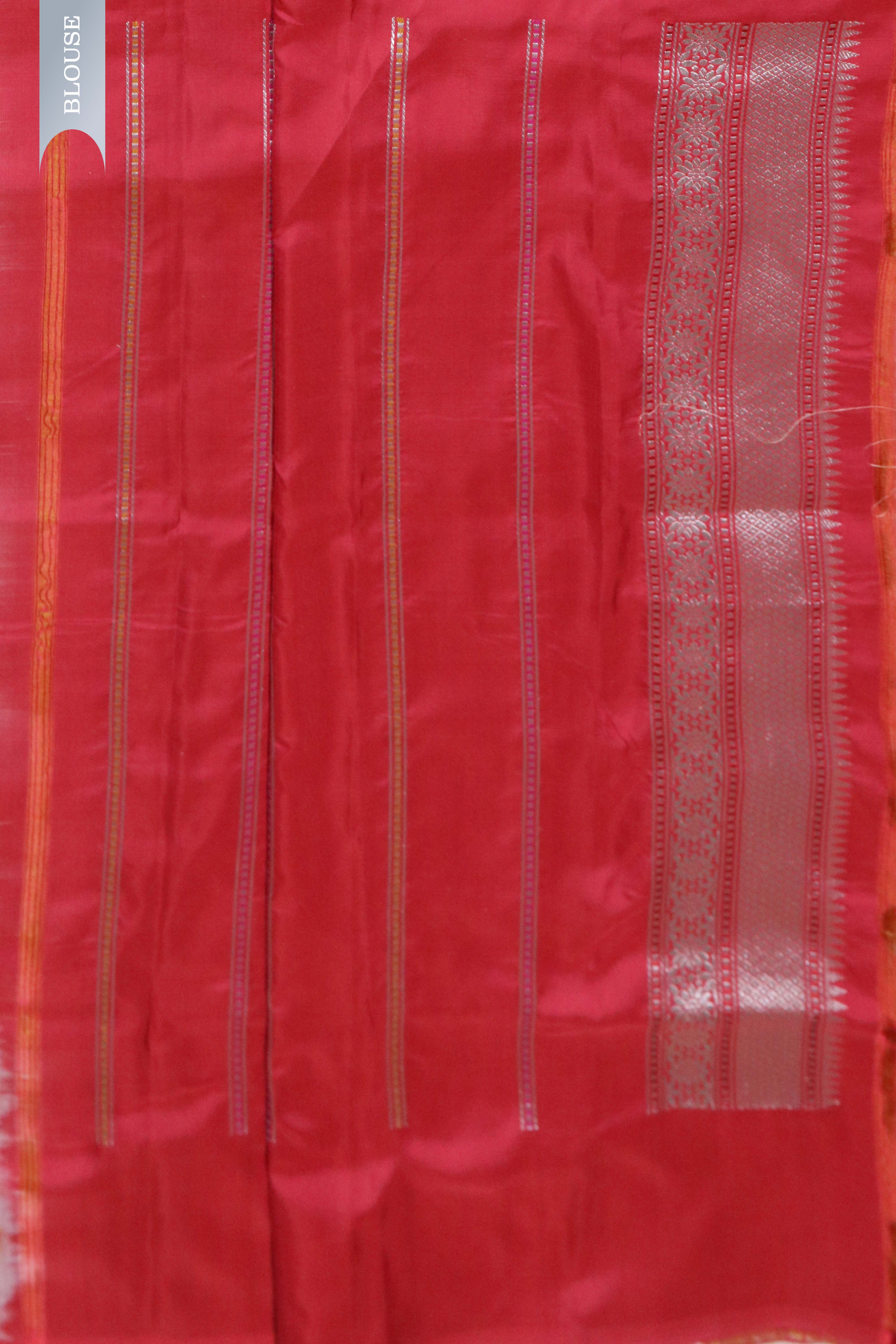 Mustard Yellow Banarasi Silk Saree with Fancy Border & Contrast Blouse