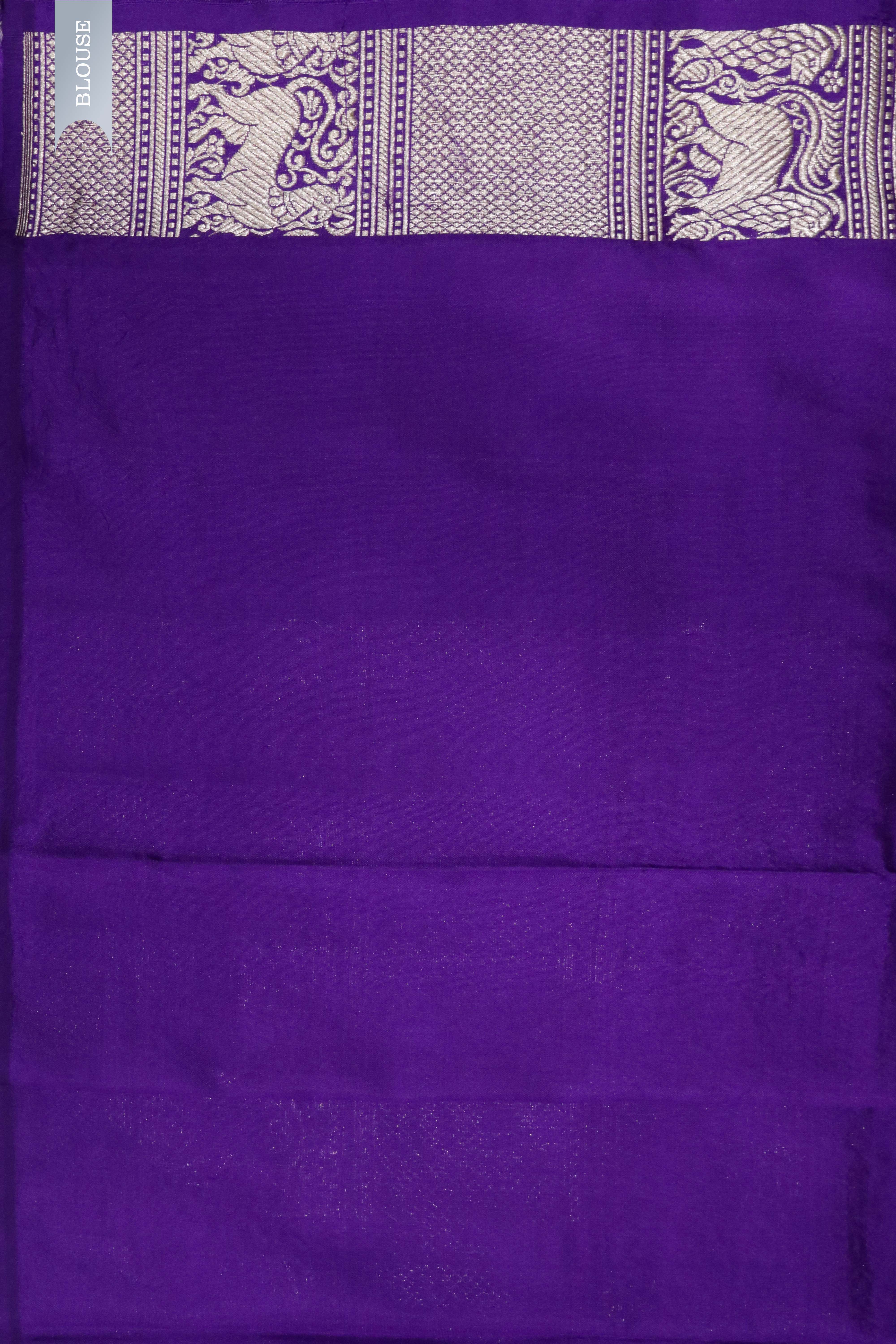 Purple Banarasi Silk Saree with Tiger Motifs