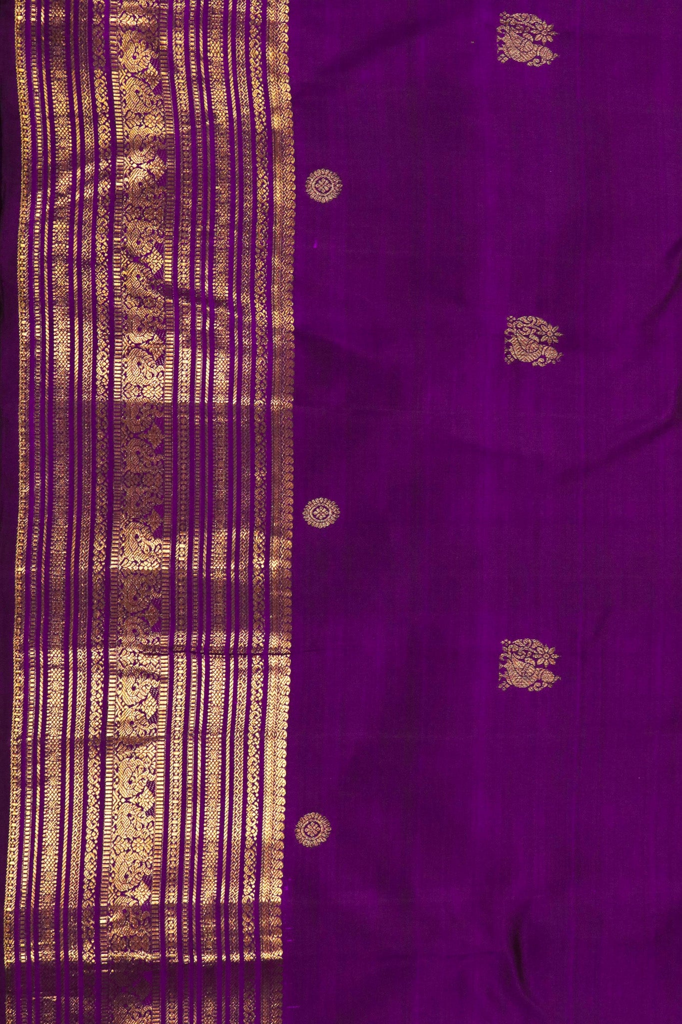 Purple Kanchivaram Silk Saree with Zari Butti