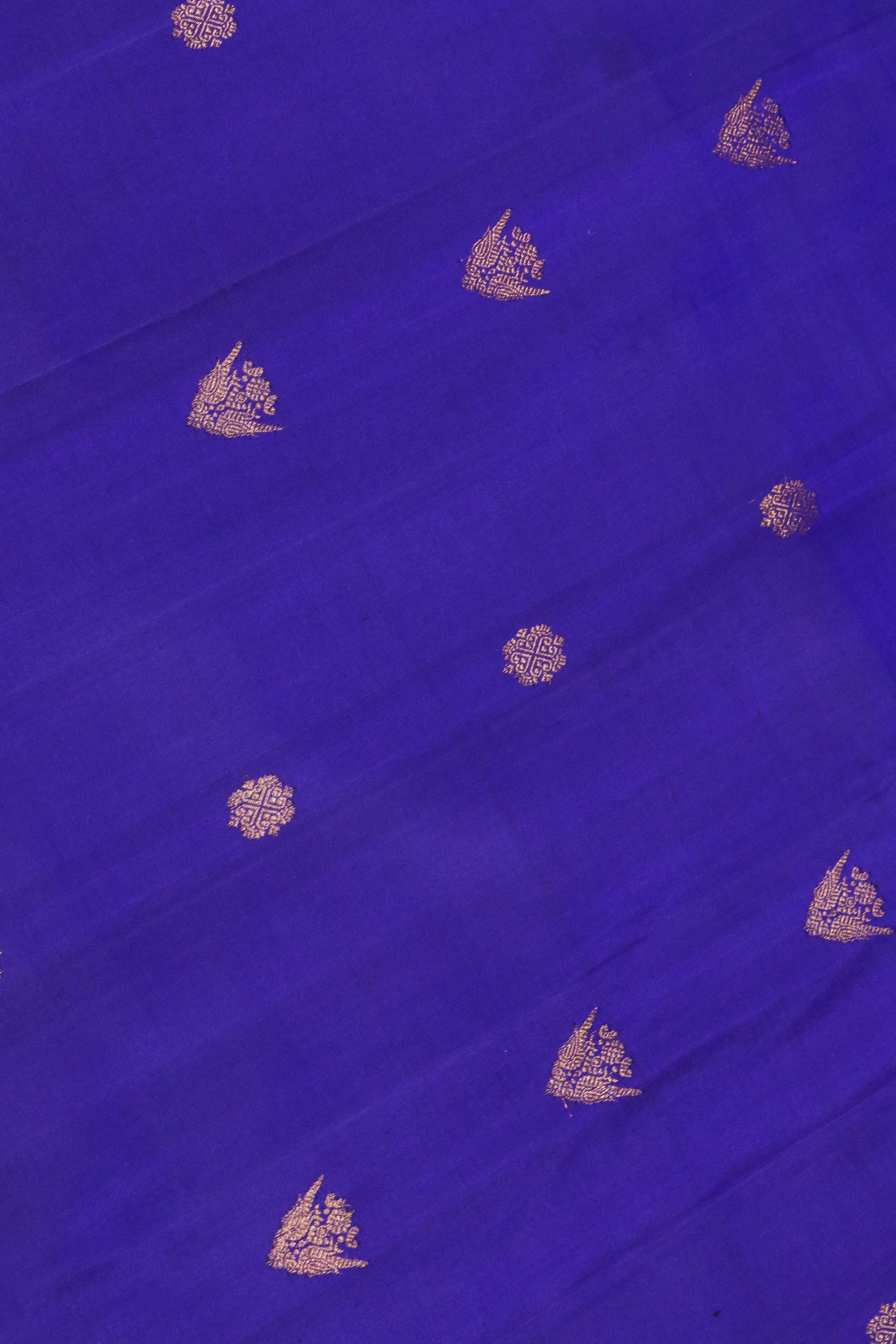 Ink Blue Kanchivaram Silk Saree with Zari Border - Mokshaa