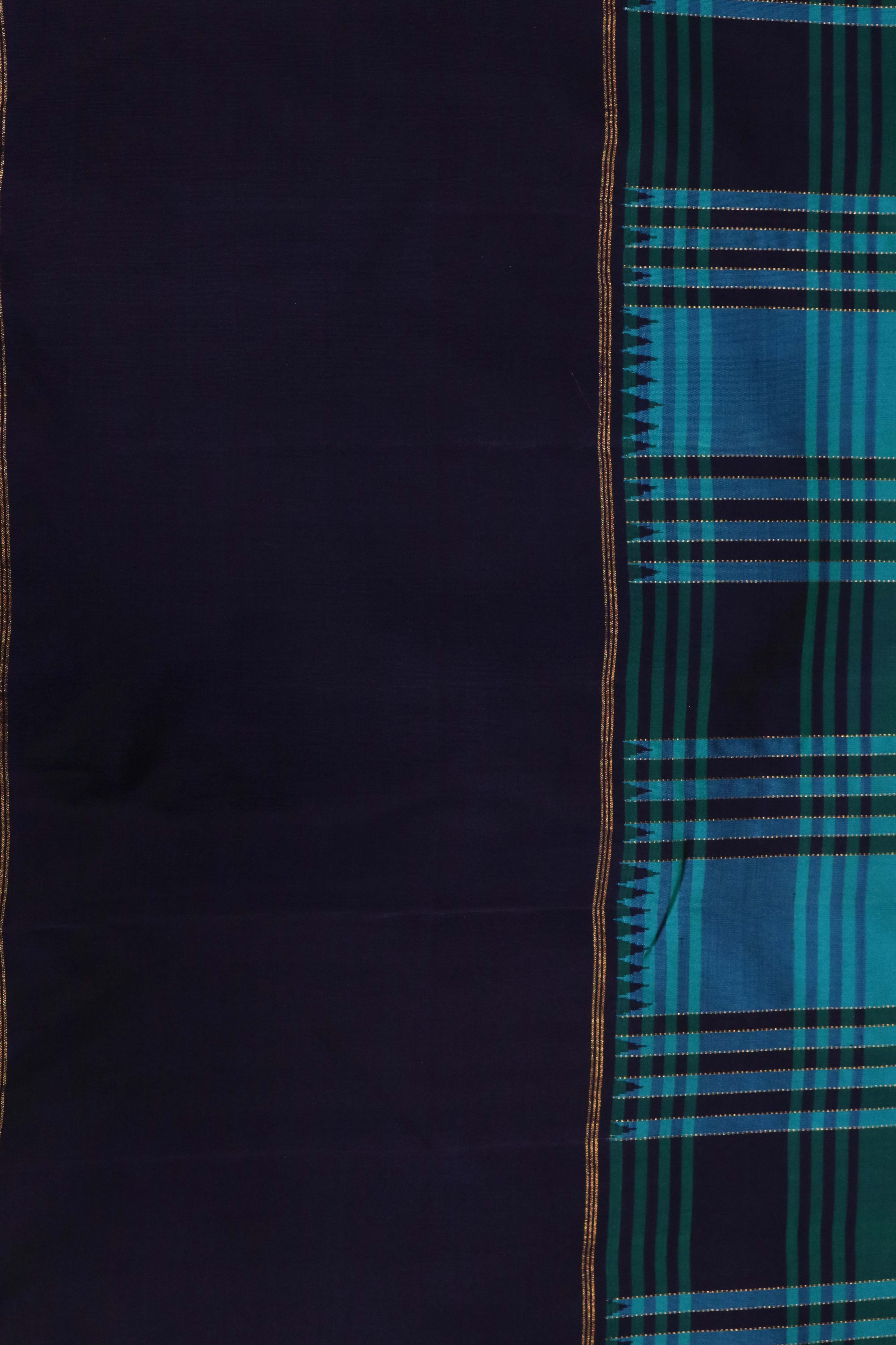 Turquoise Blue Kanchivaram Silk Saree with Contrast Border
