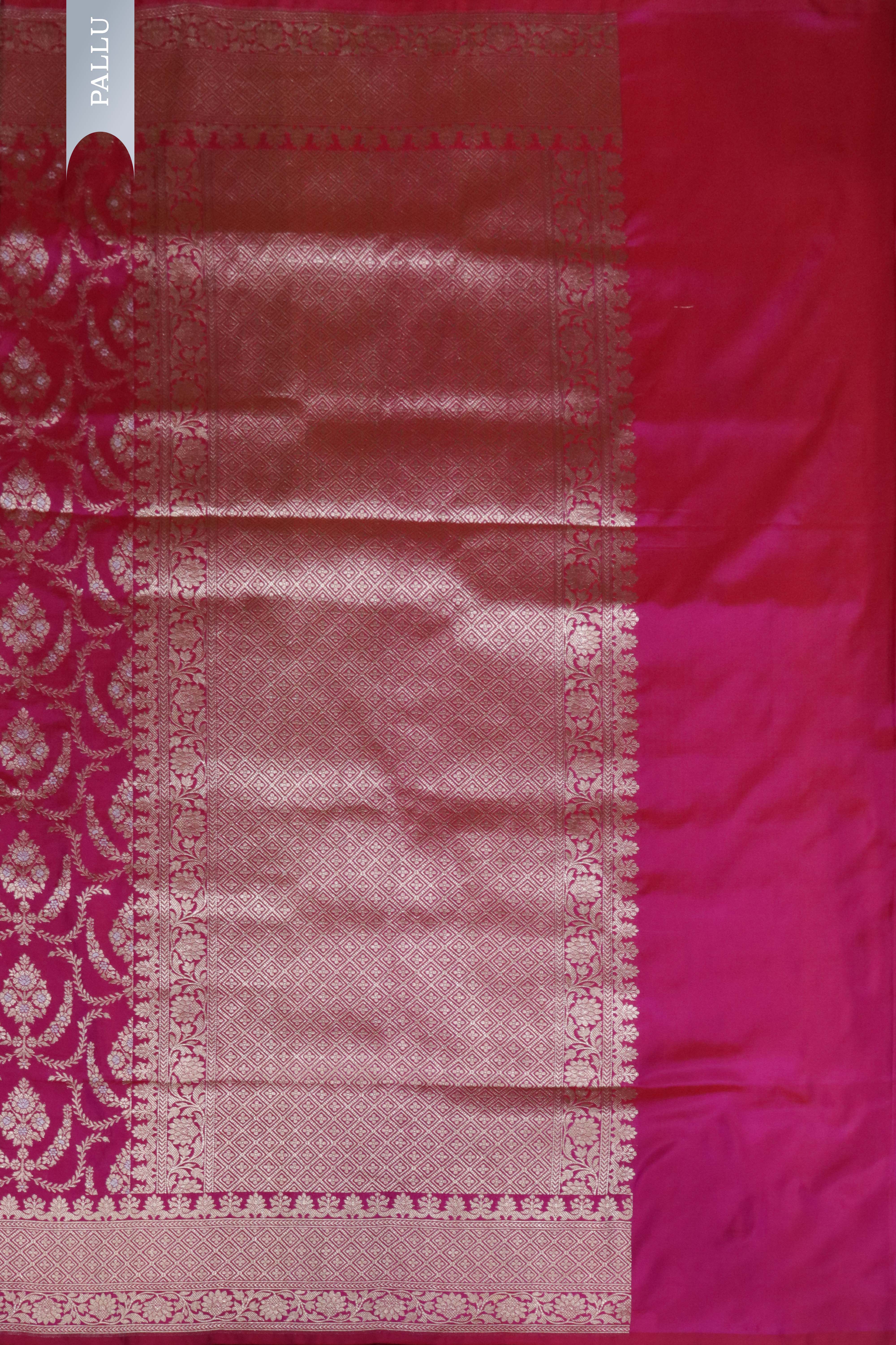 Rani Pink Banarasi Silk Saree with Zari Jaal & Intricate Border