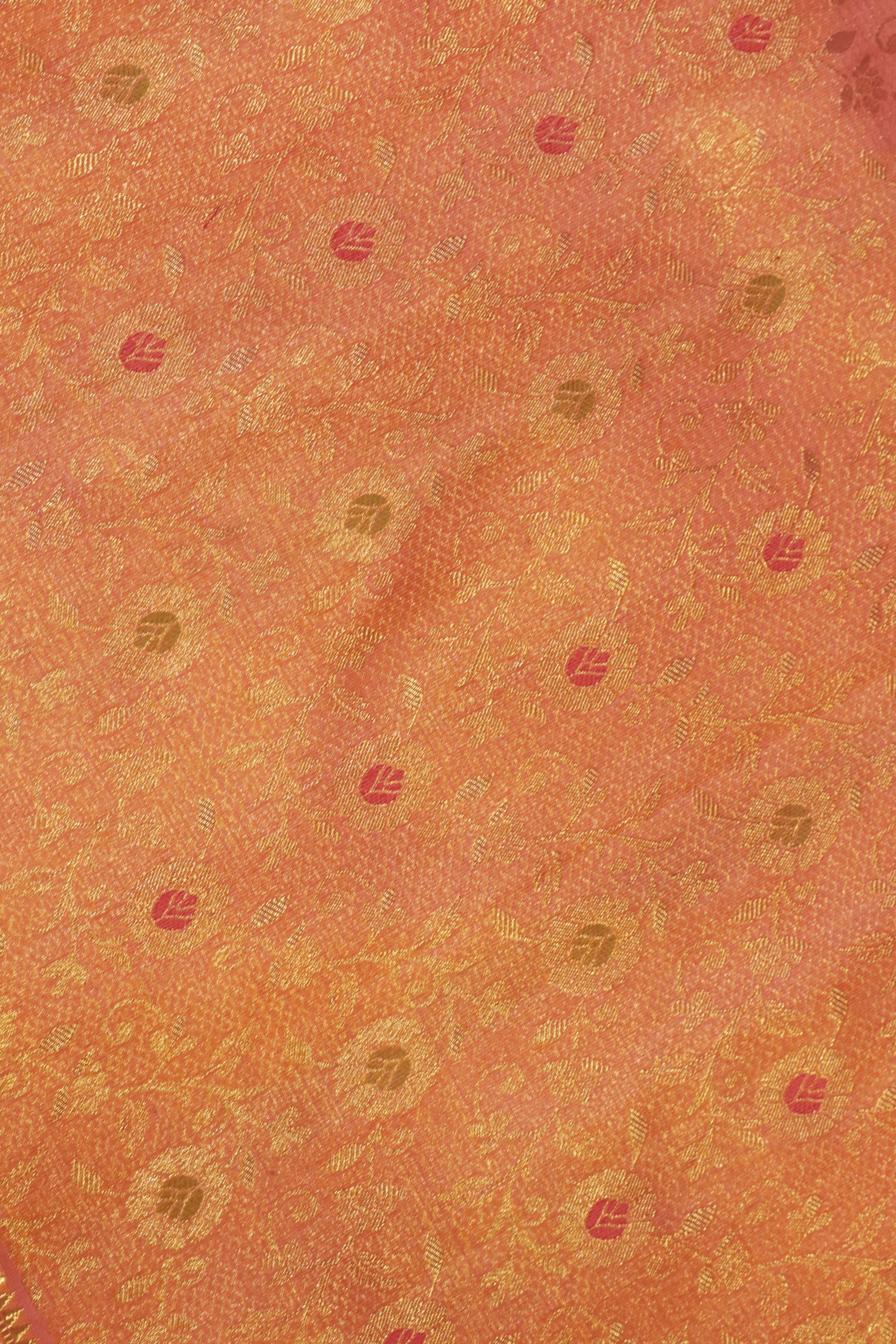 Peach Kanchivaram Silk Saree with Zari & Meena Weaving