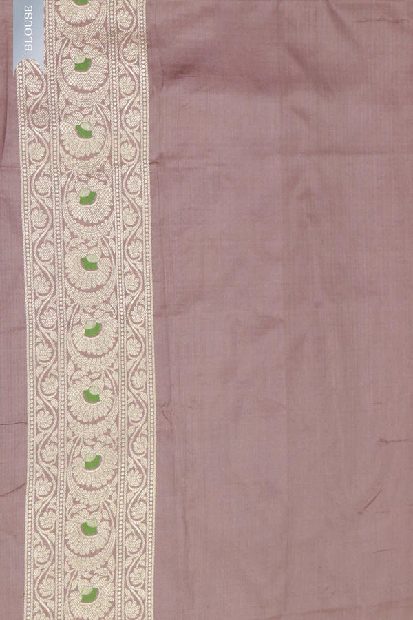 Chikko Banarasi Silk Saree with Meenakari Jaal & Zari Border