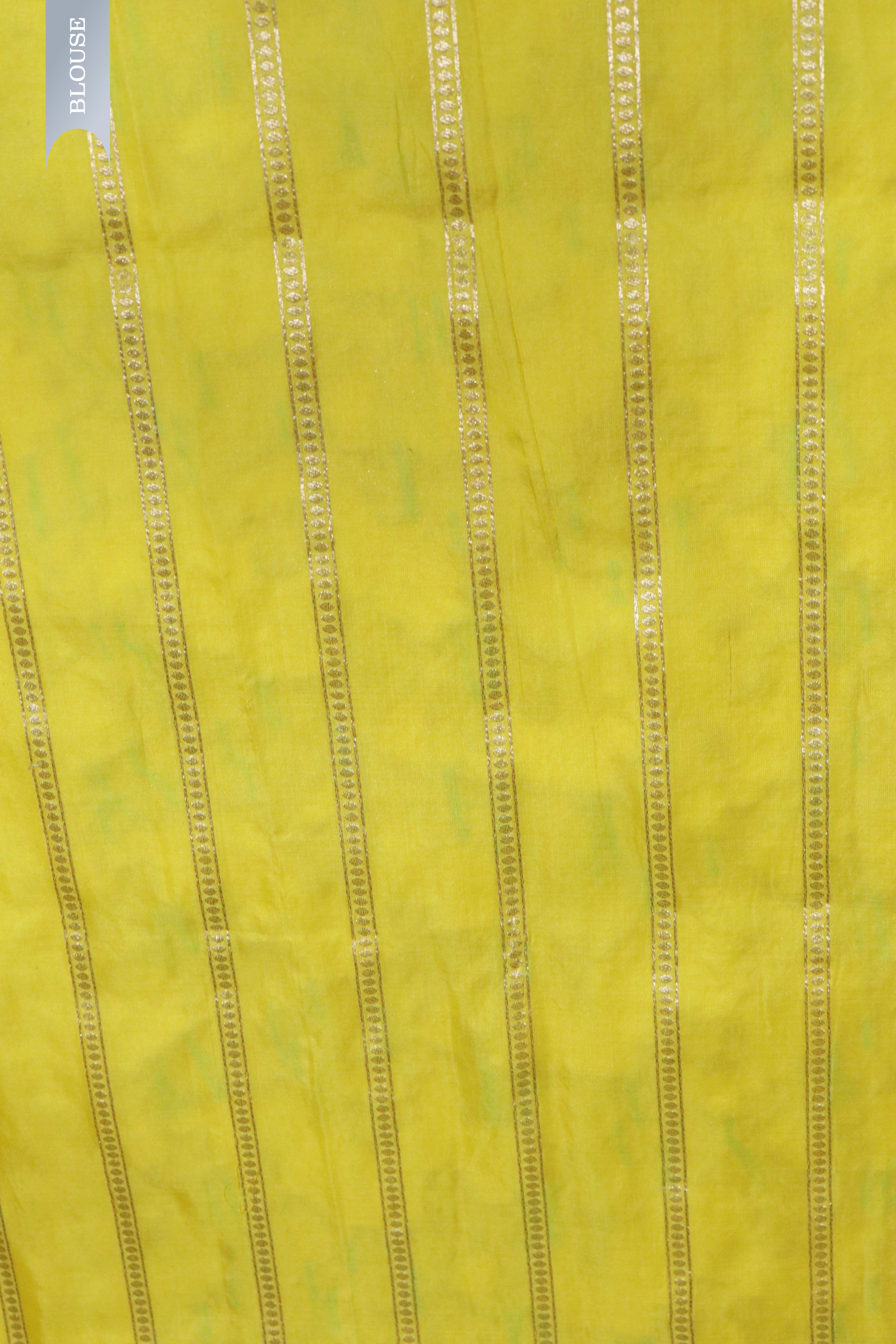 Lemon Yellow Banarasi Silk Saree with Zari Jaal