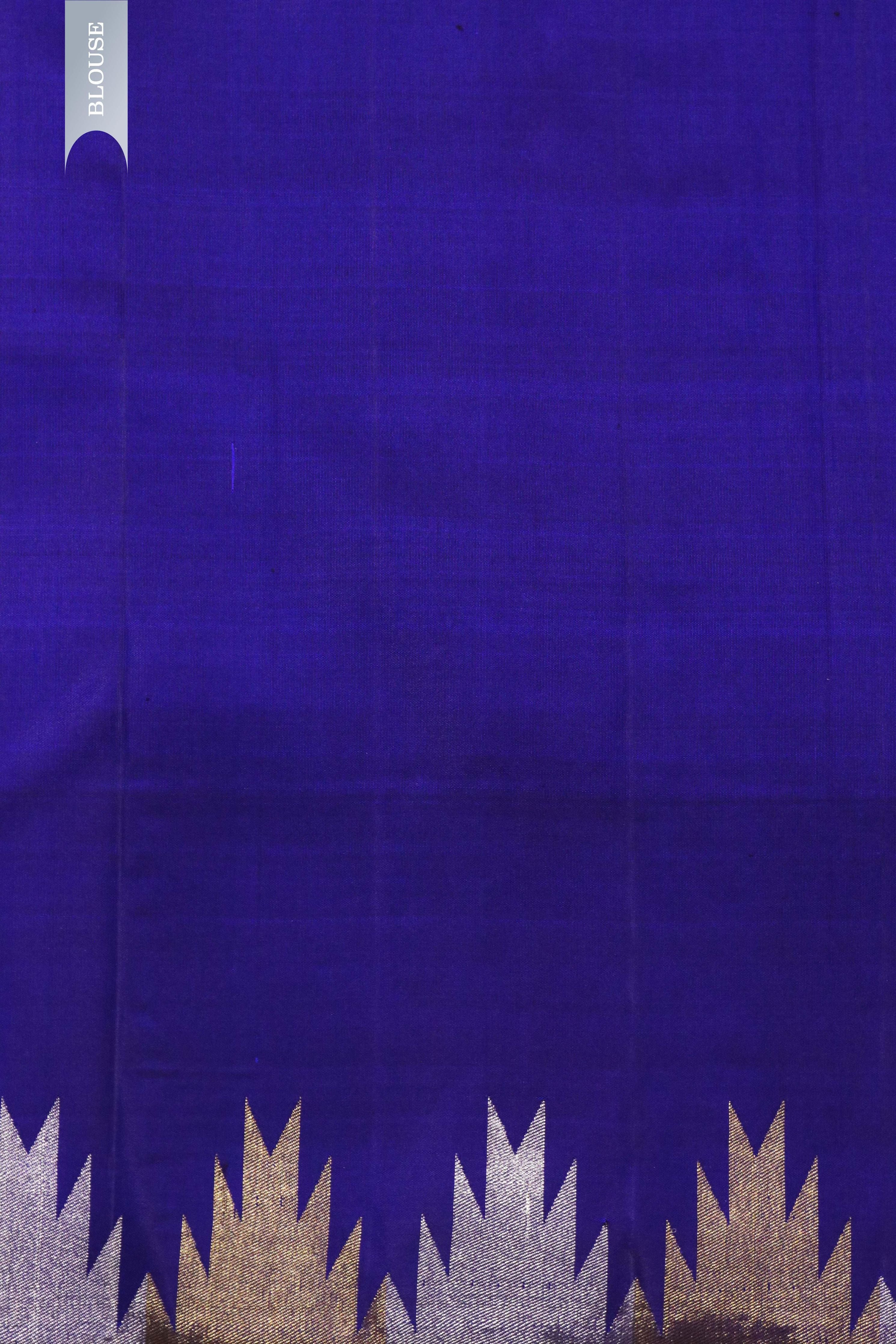 Purple Kanchivaram Silk Saree with Temple Zari Border - Mokshaa