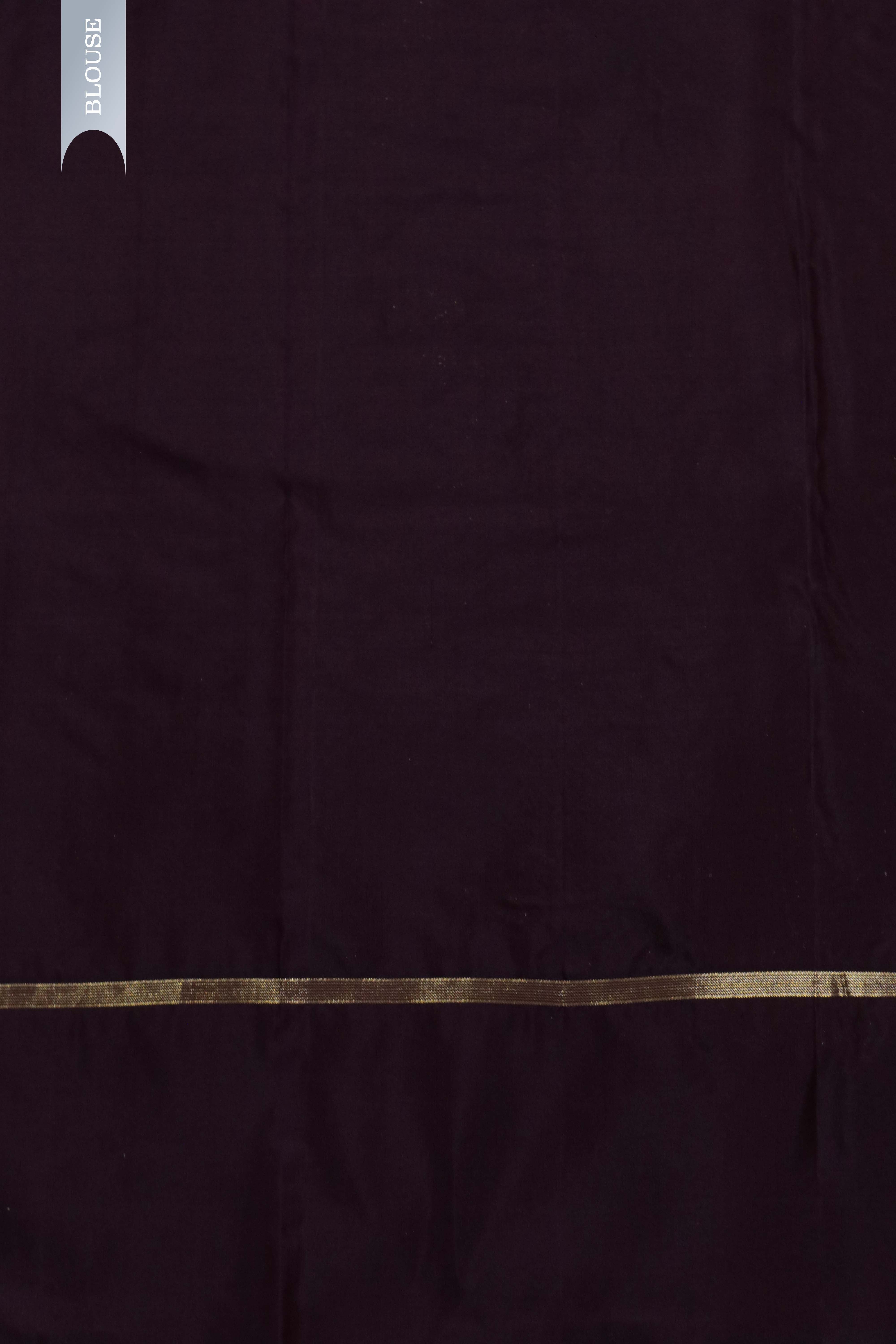 Dark Brown Kanchivaram Silk Saree with Small Zari Buttas & Plain Border
