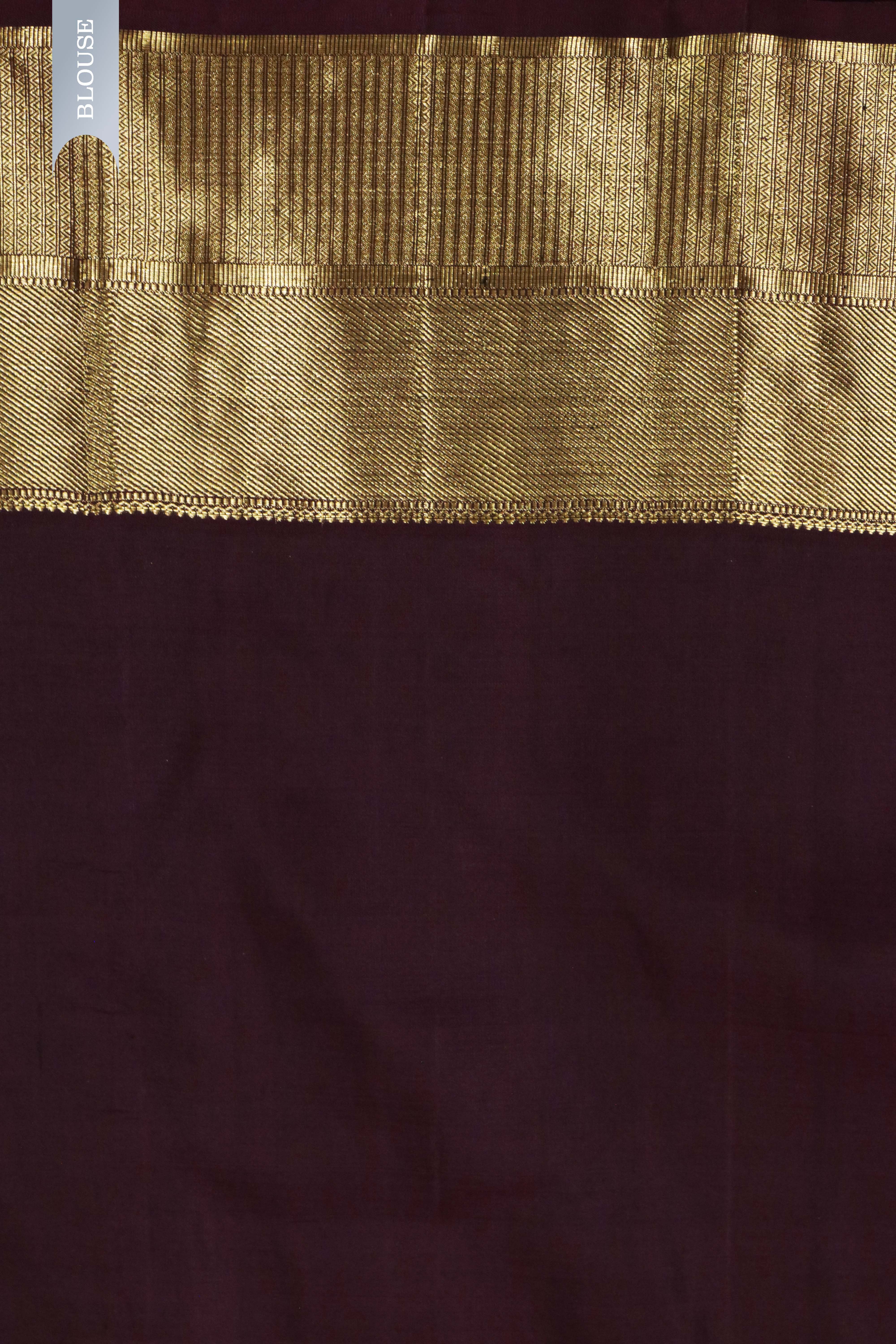 Rust Orange Kanchivaram Silk Saree with Zari Butti and Contrast Pallu