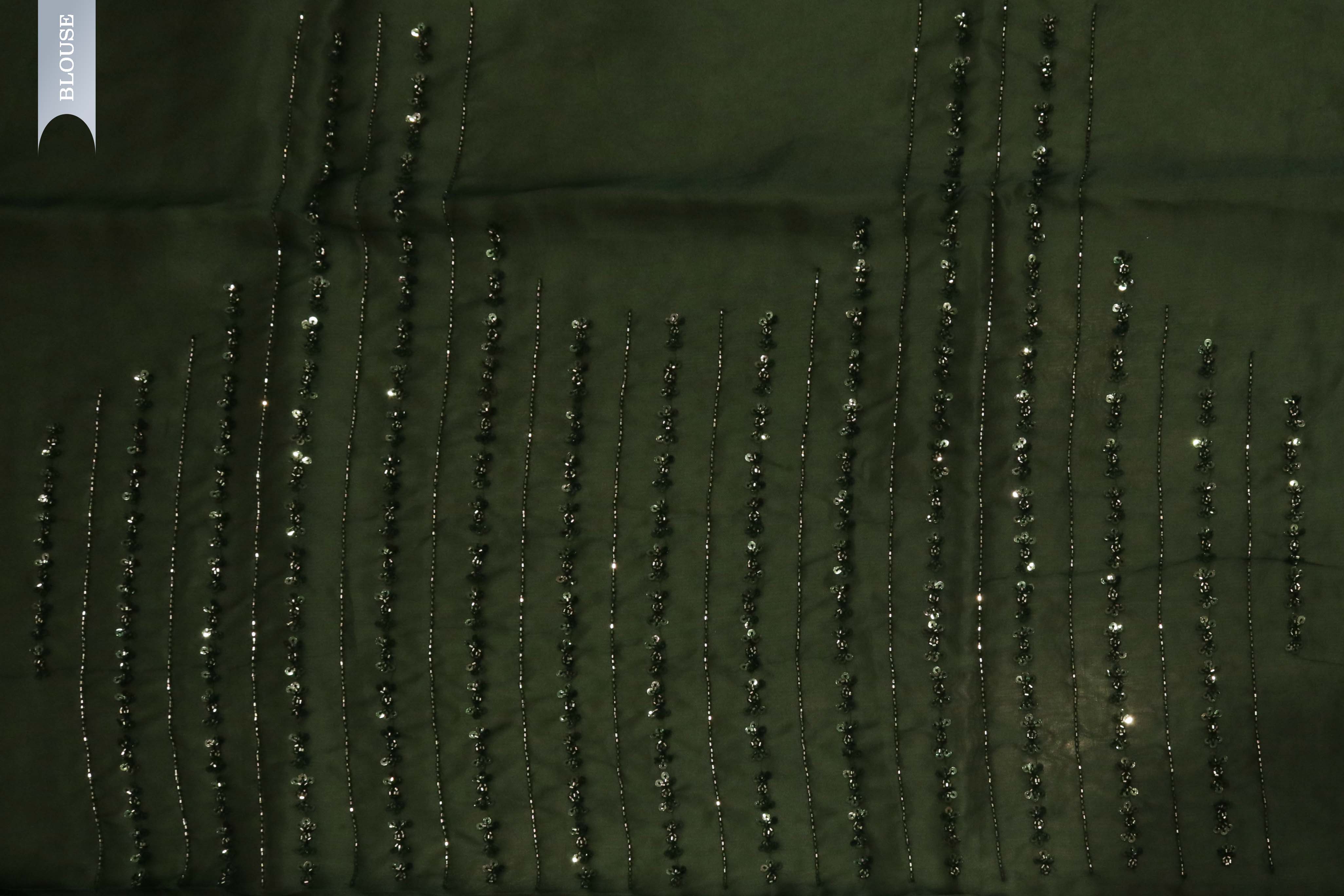 Emerald Green Organza Saree with Sequin & Bead Embroidery