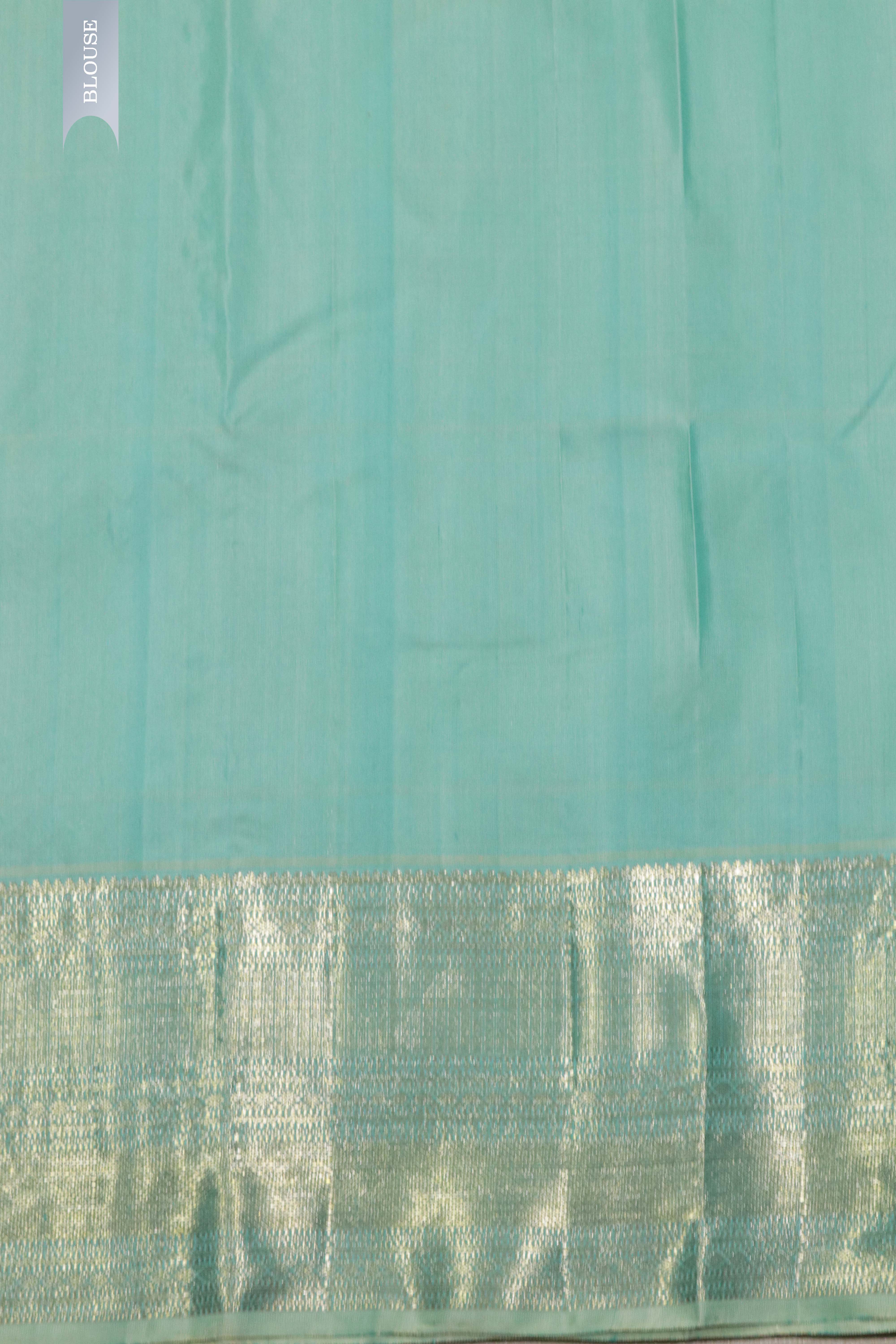 Elegant Ice Blue Kanchivaram Silk Saree with Zari Borde
