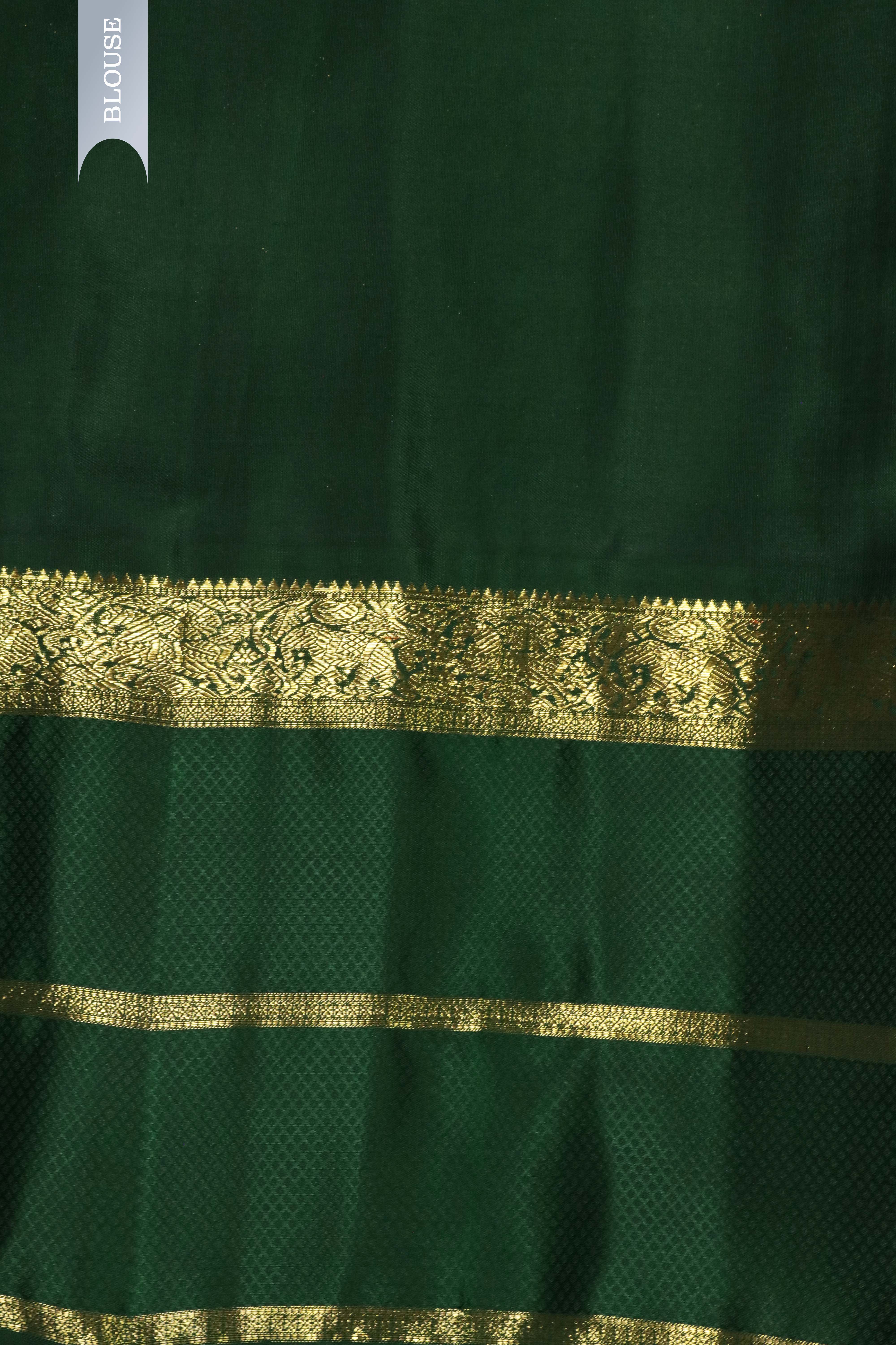 Pista Green Kanchivaram Silk Saree with Contrast Bottle Green Border