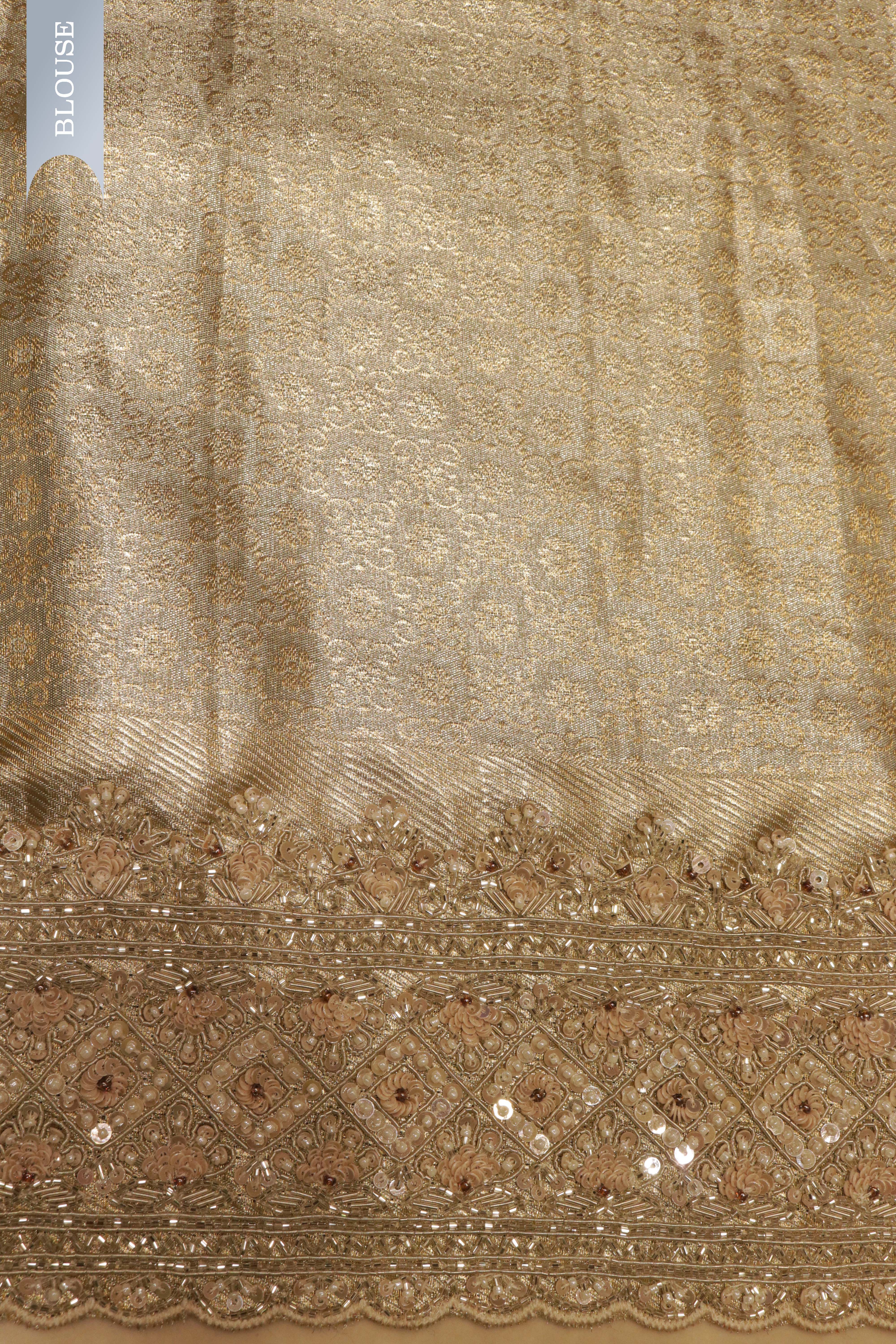 Sea Blue Tissue Silk Saree with Pearl Border