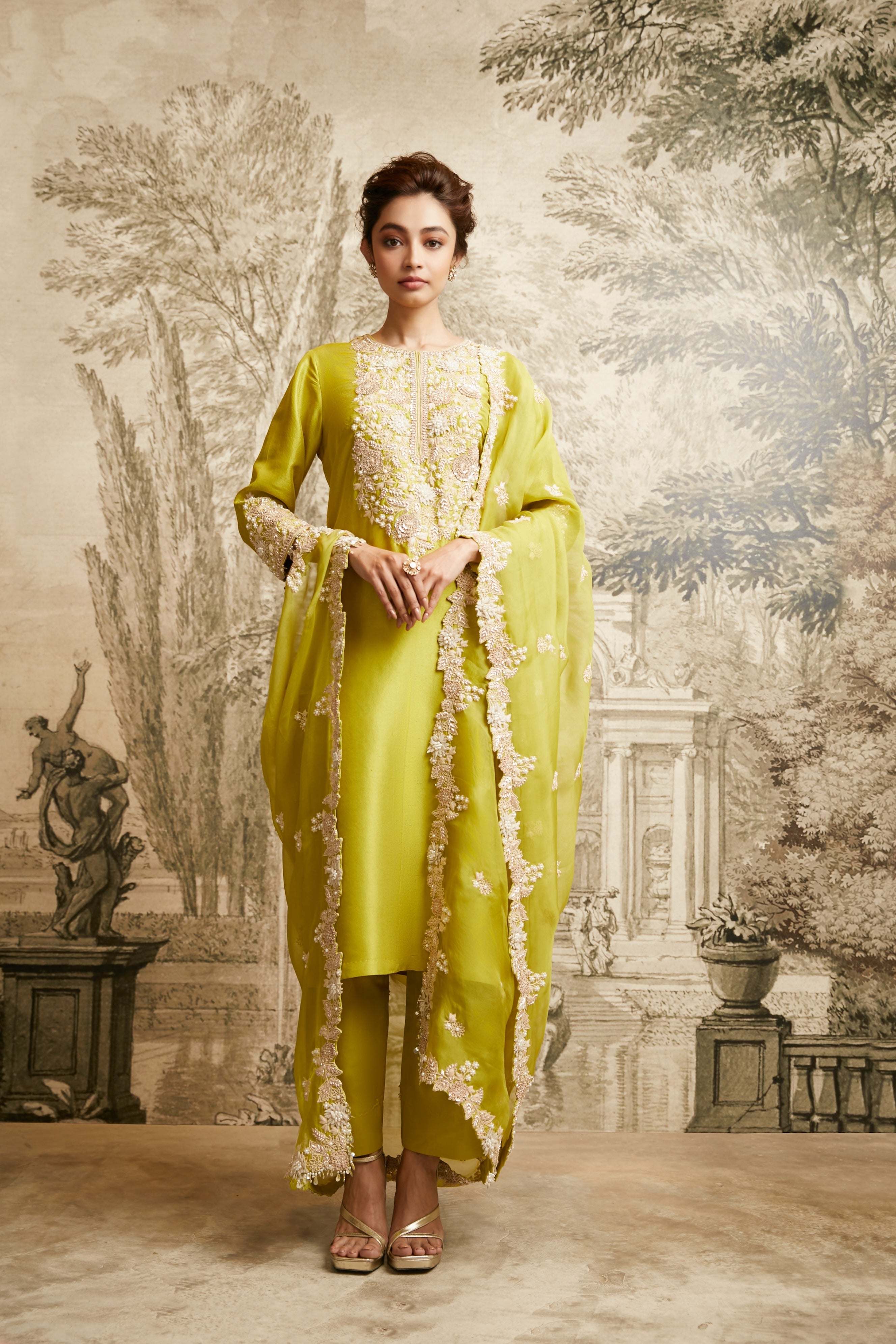 Lime Green Lampi Long Suit - Mokshaa