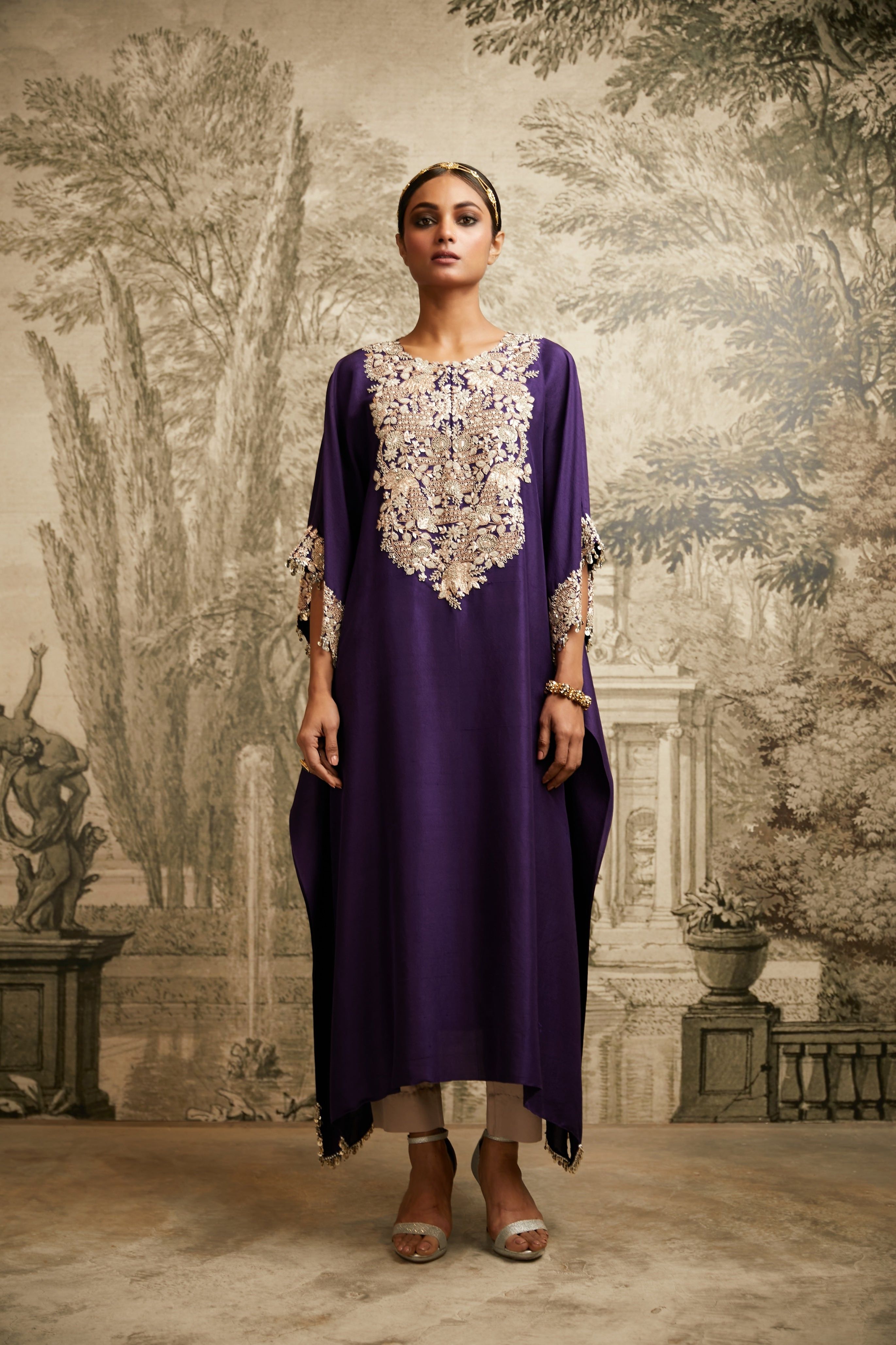 Dark Purple Maal Lampi Kaftan - Mokshaa