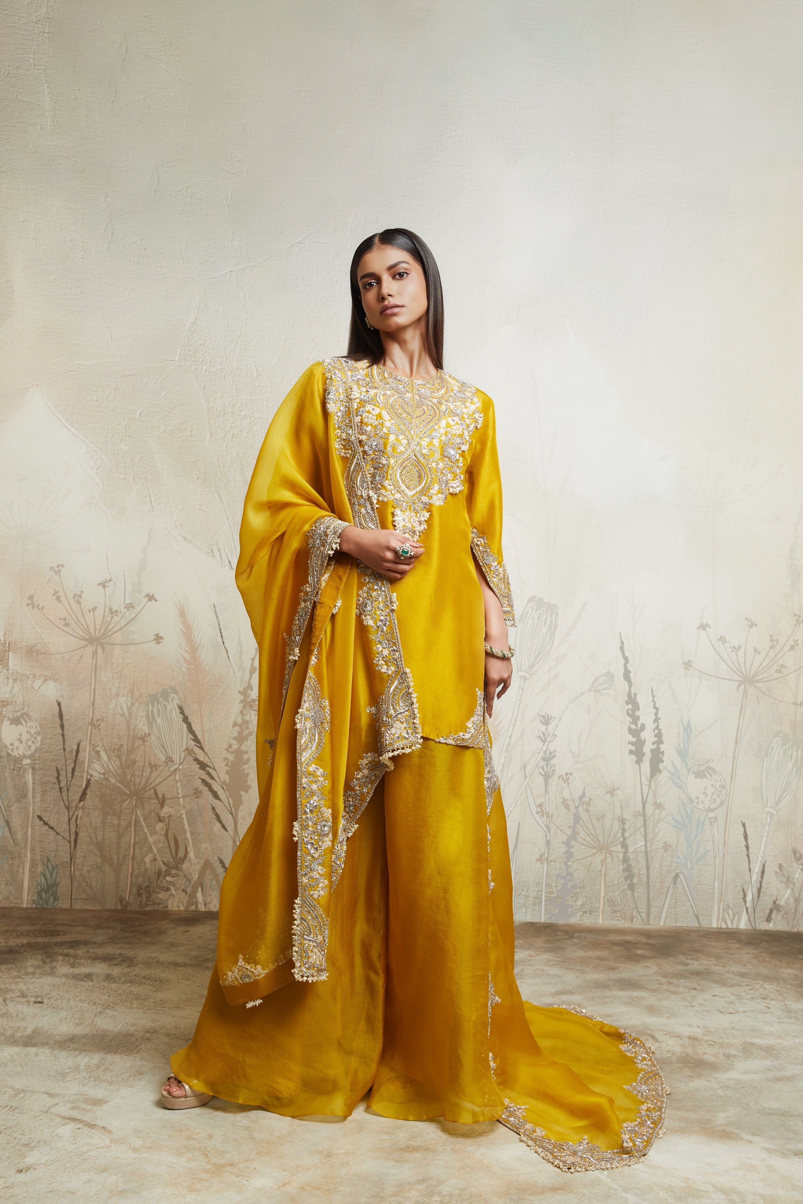 Mustard Kurta with Sharara and Dupatta  Mokshaa