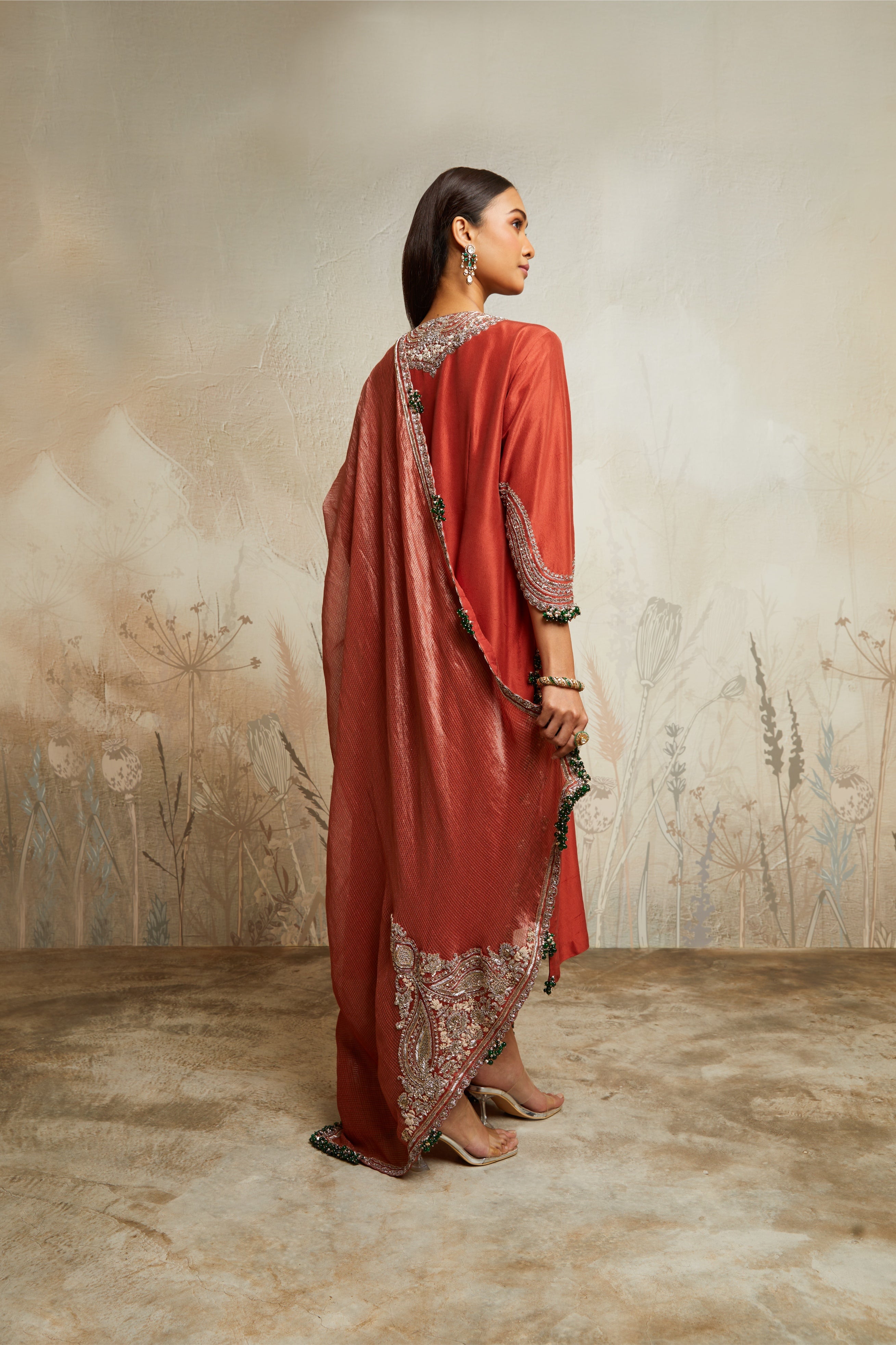 Deep Orange Kurta with Sharara and Dupatta  Mokshaa