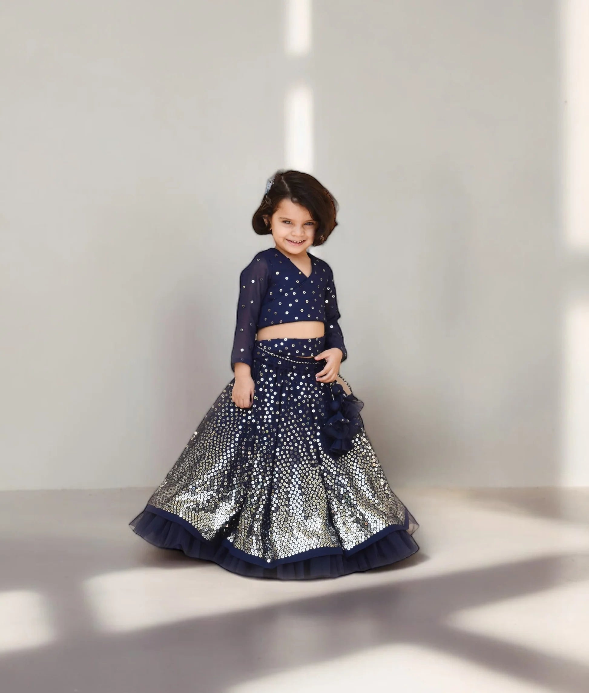 Navy Blue Embroidered Lehenga Choli Set