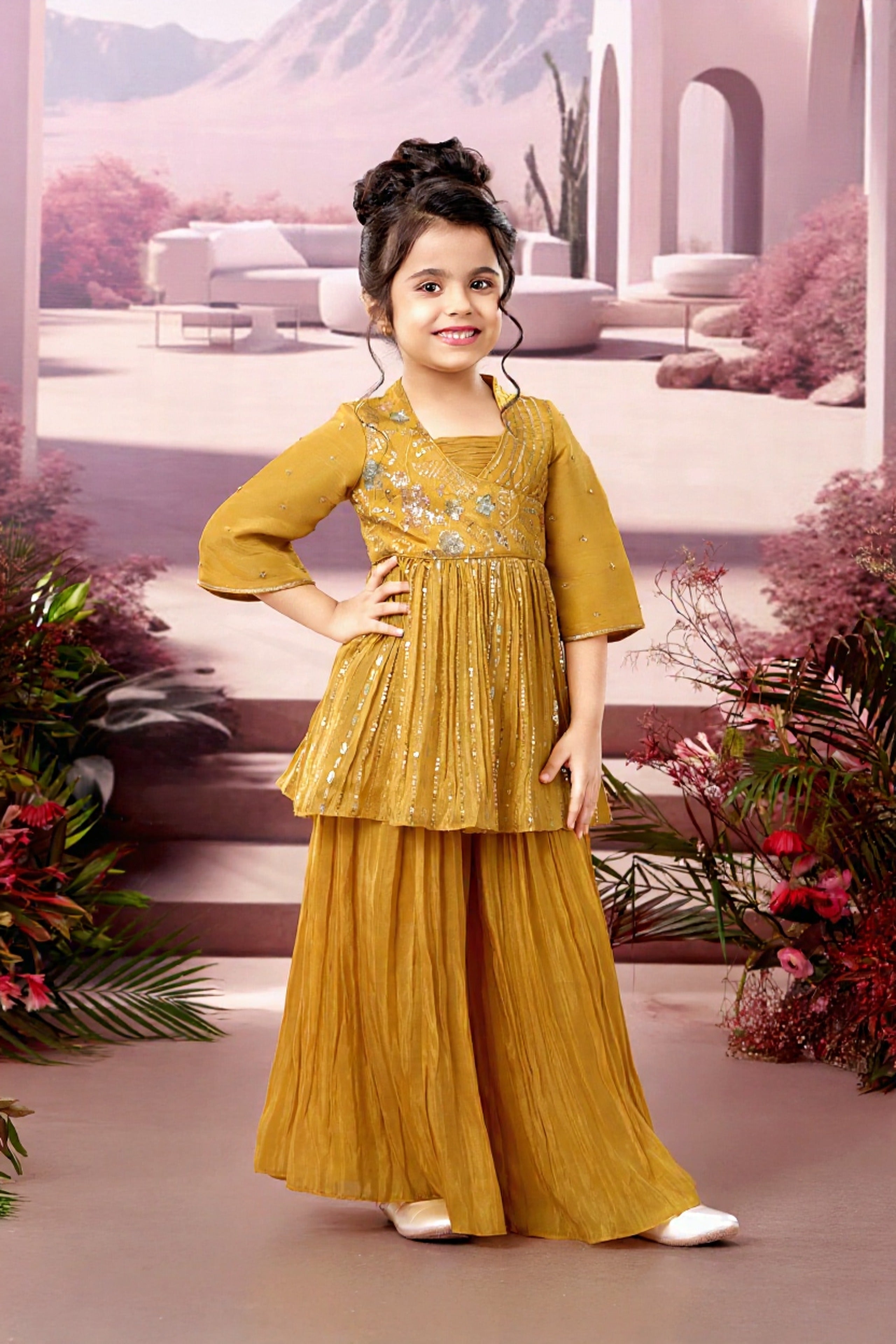 Mustard Gold Kurti & Sharara Set
