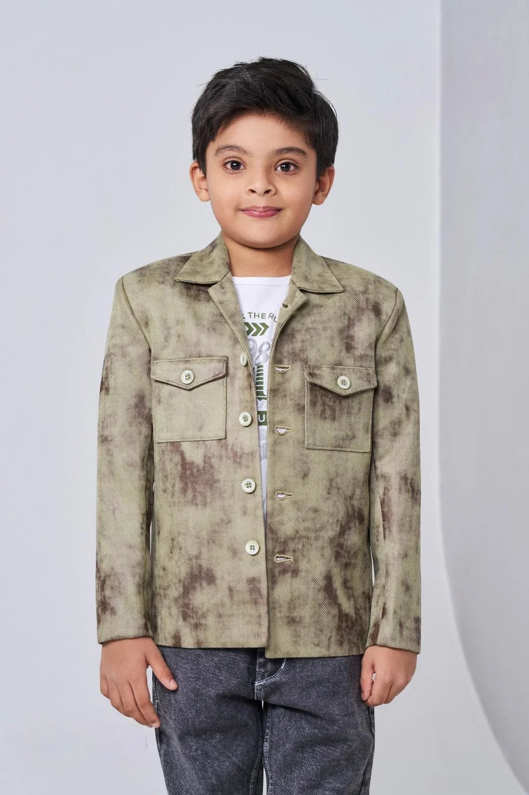 Moss Green Tie-Dye Blazer Set | Mokshaa