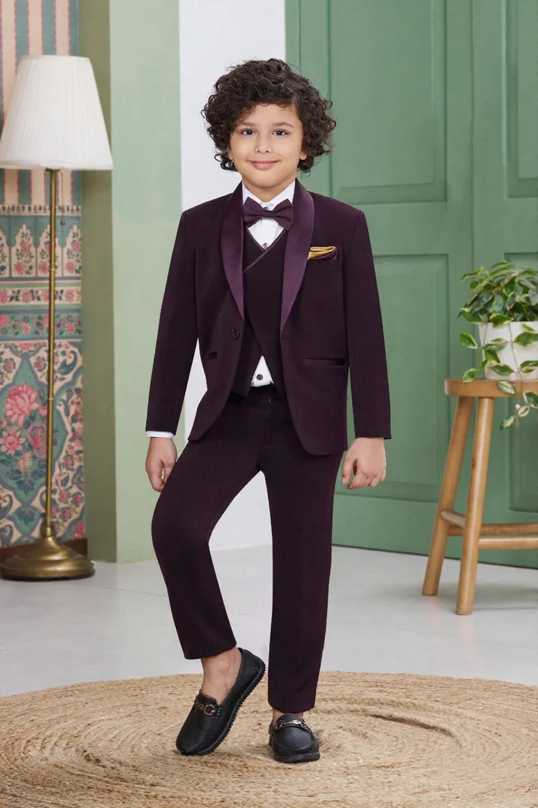 Boys Wine Tuxedo Suit Set