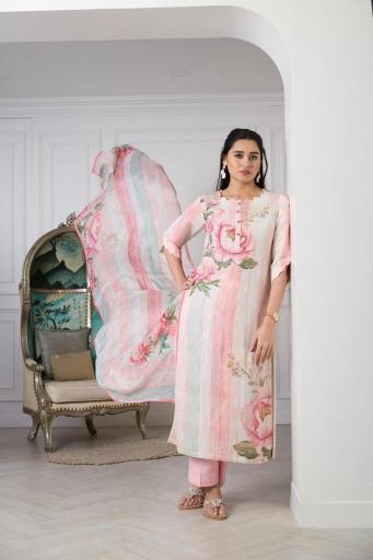Blush Pink Printed Satin Silk Salwar Set