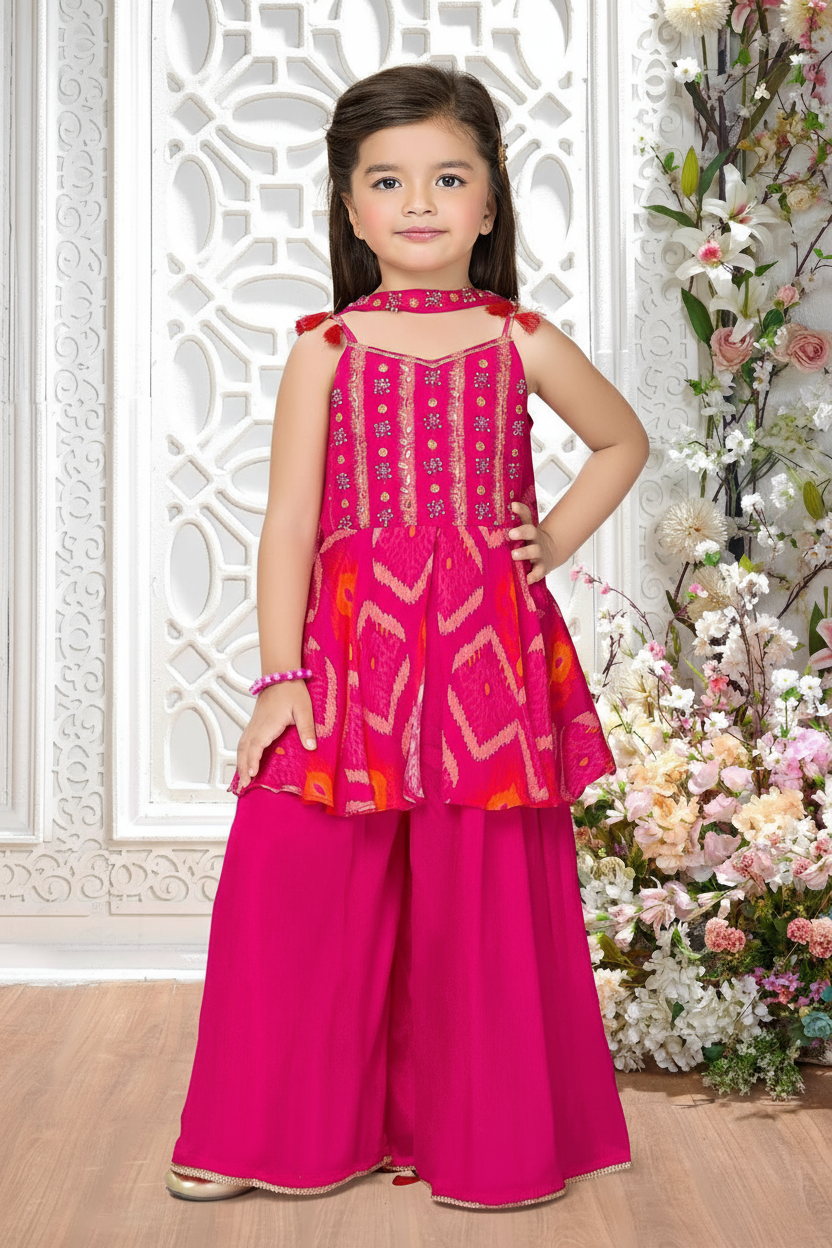 Rani Pink Peplum Top with Palazzo Pants