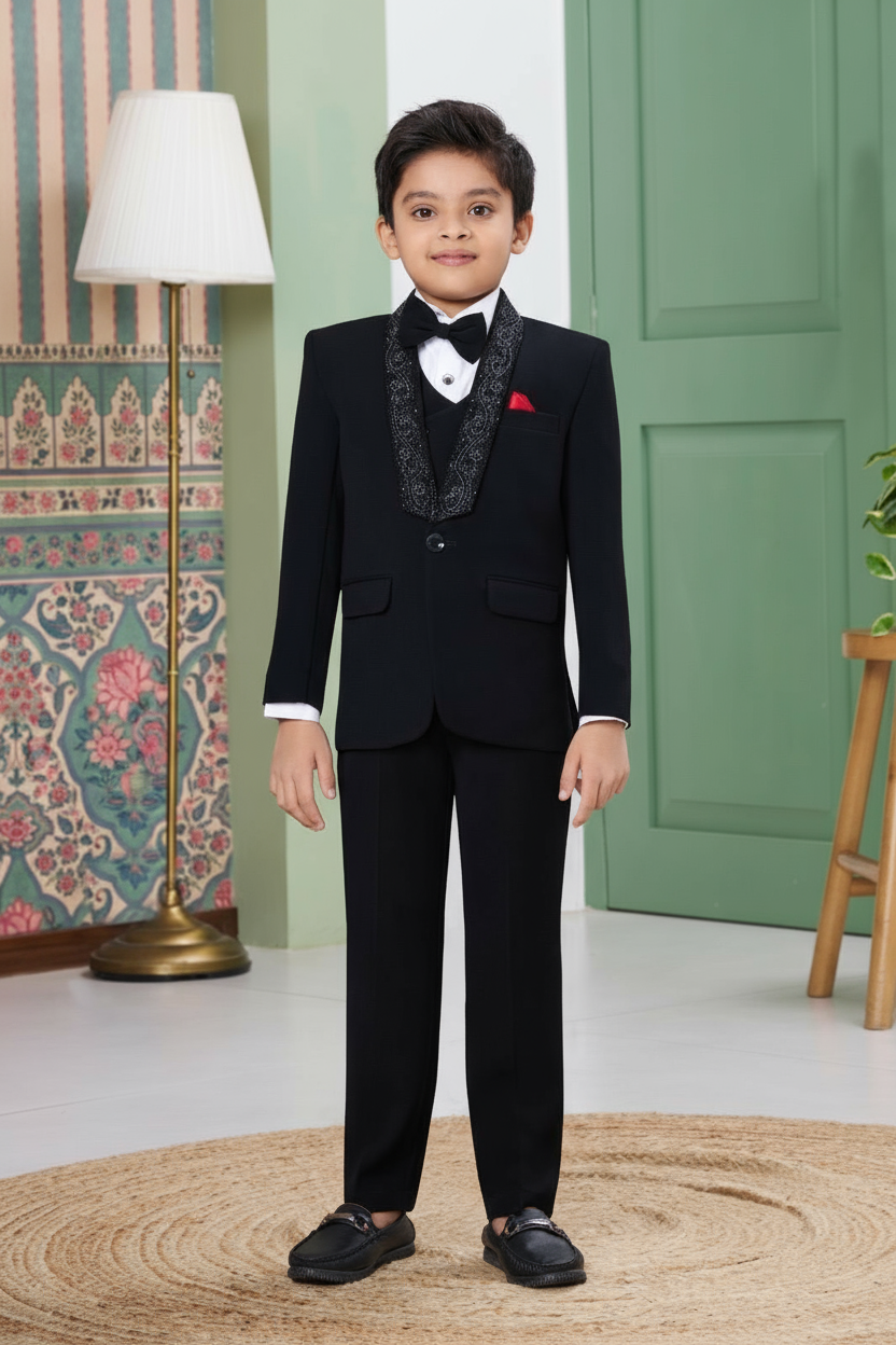 Classic Black Tuxedo Suit Set for Boys