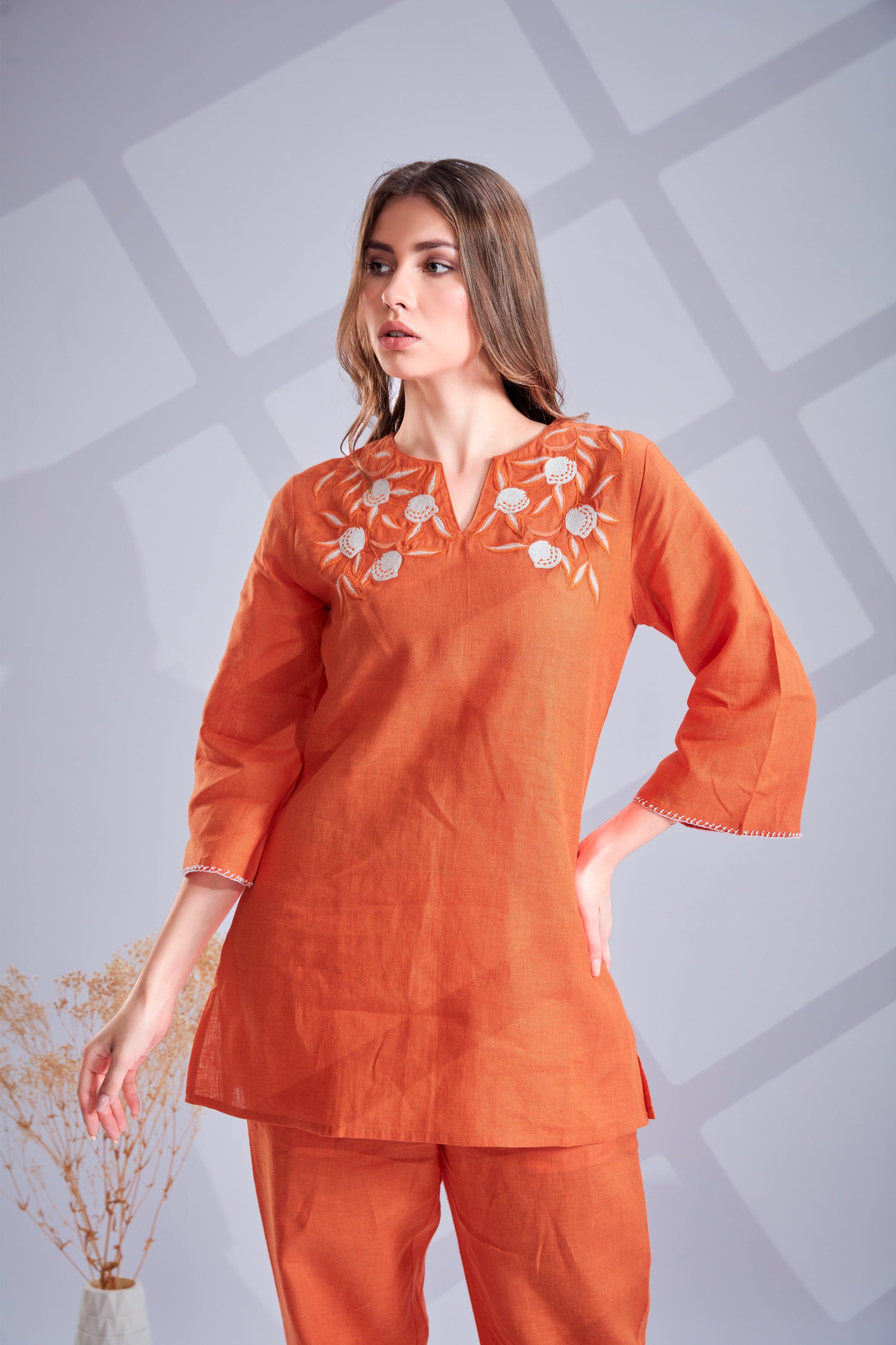 Terracotta Linen Co-ord Set.