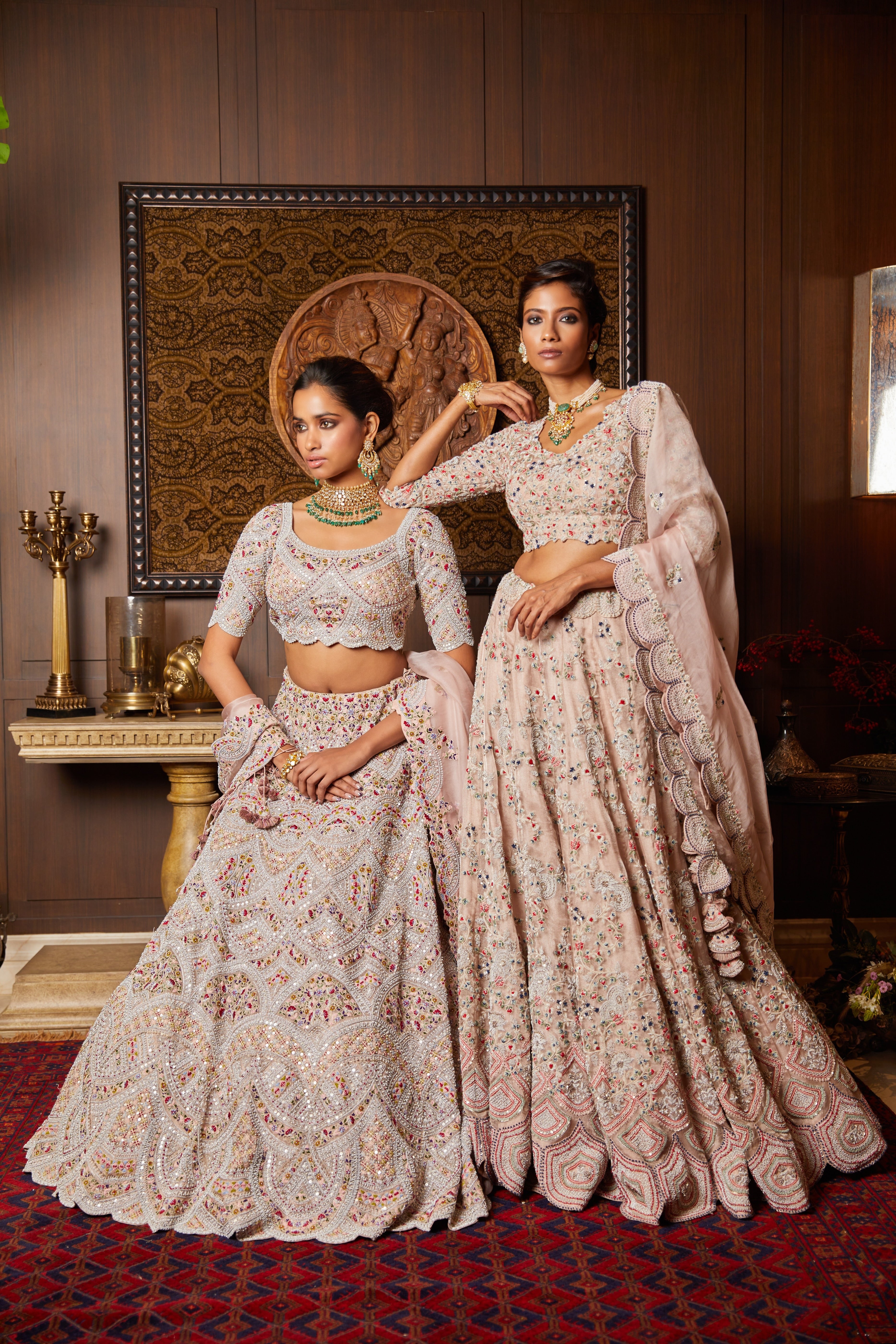 Tissue lehenga and blouse with organza dupatta  Mokshaa