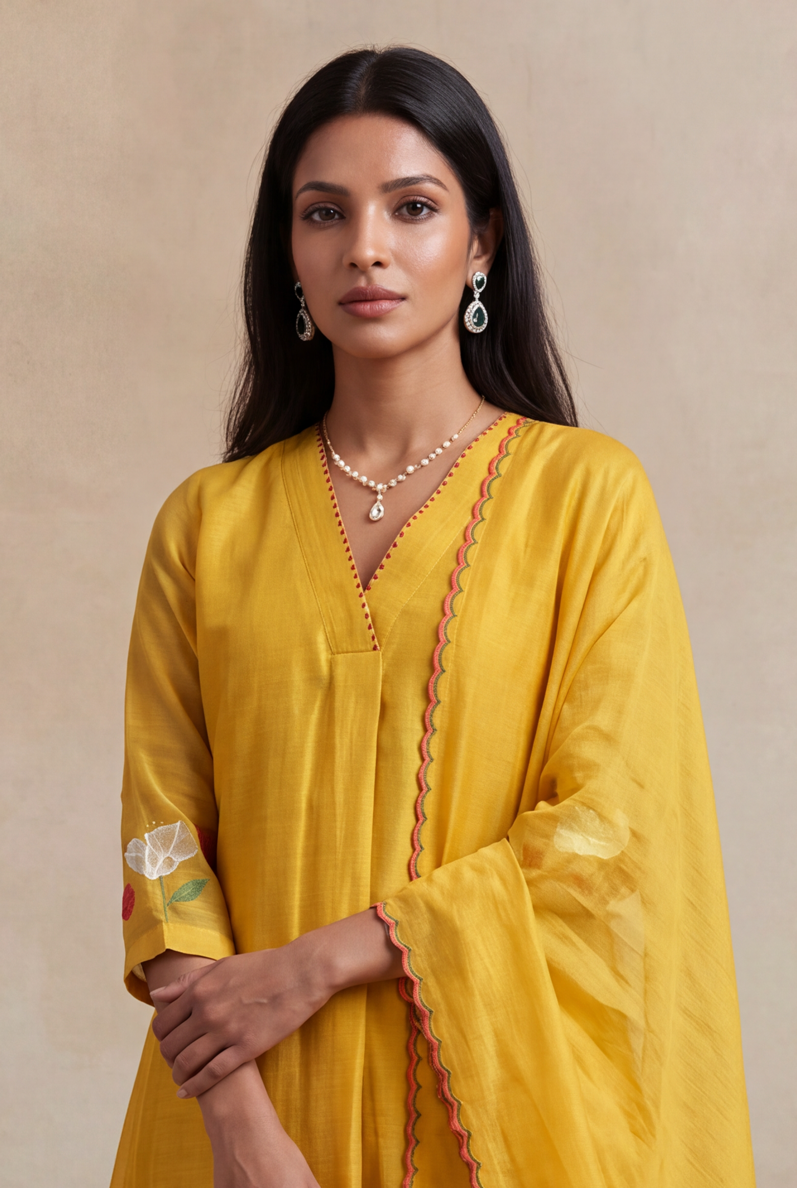 Mustard Mul Cotton Anarkali Set