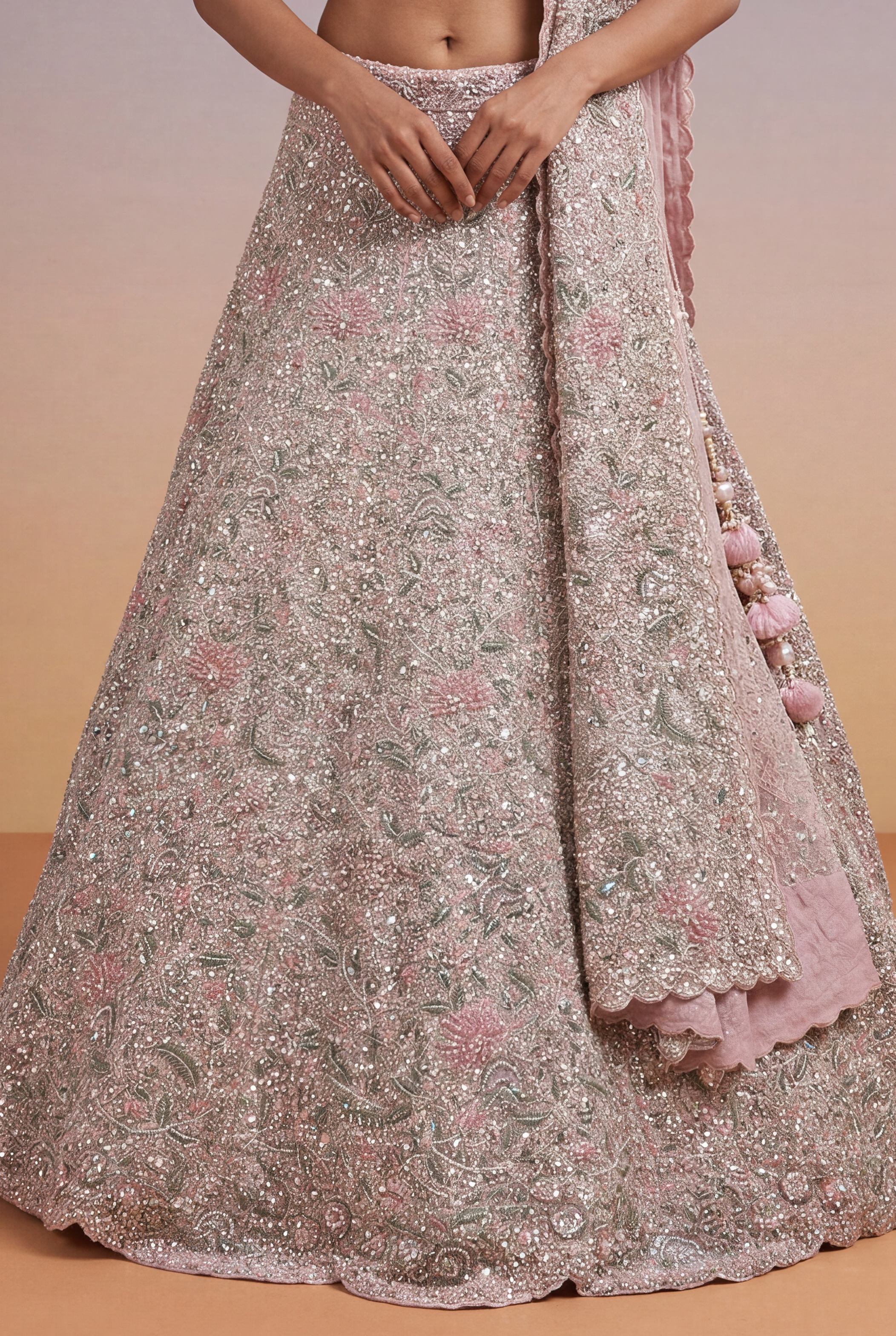 Blush Pink Net Lehenga