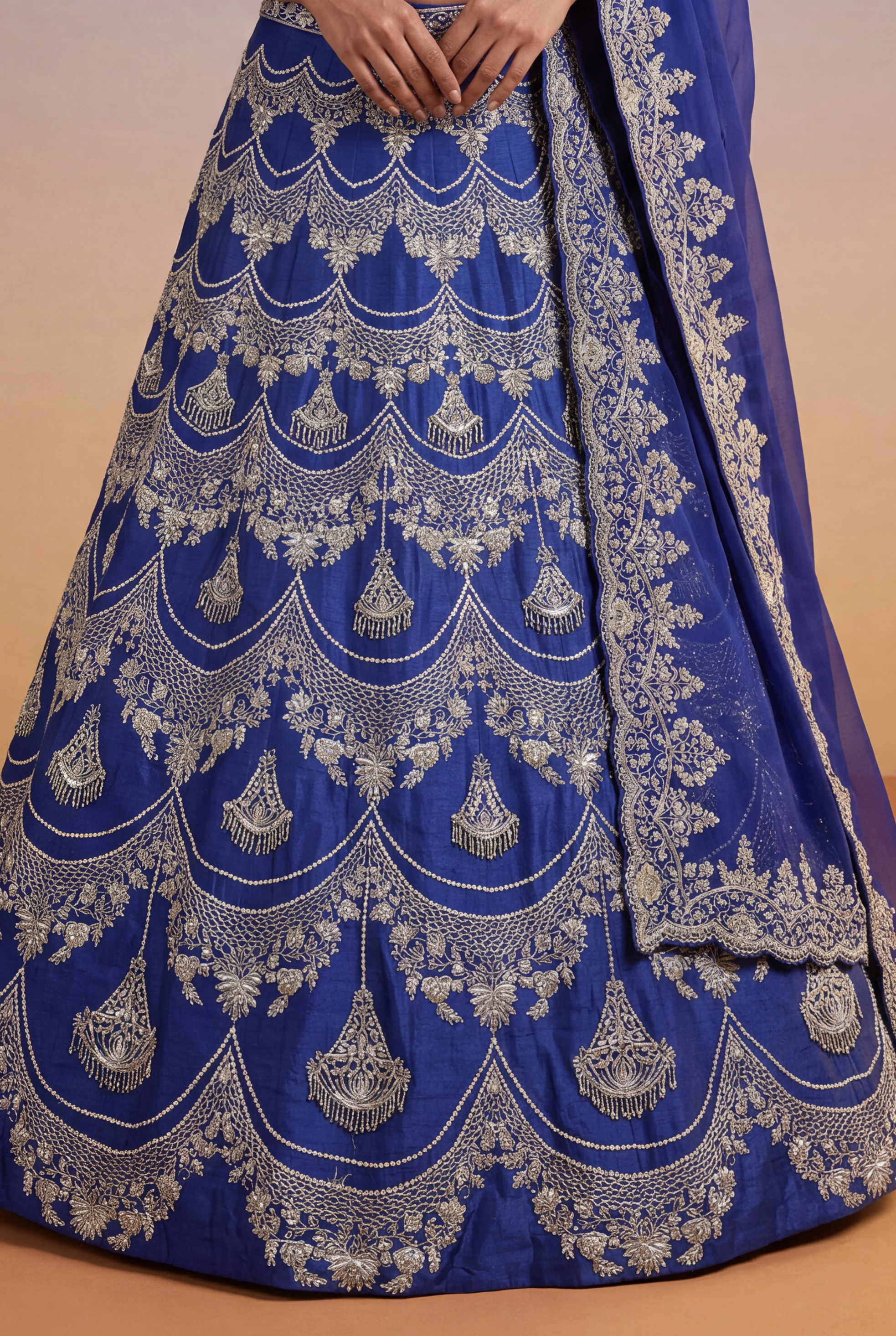 Royal Blue Raw Silk Lehenga