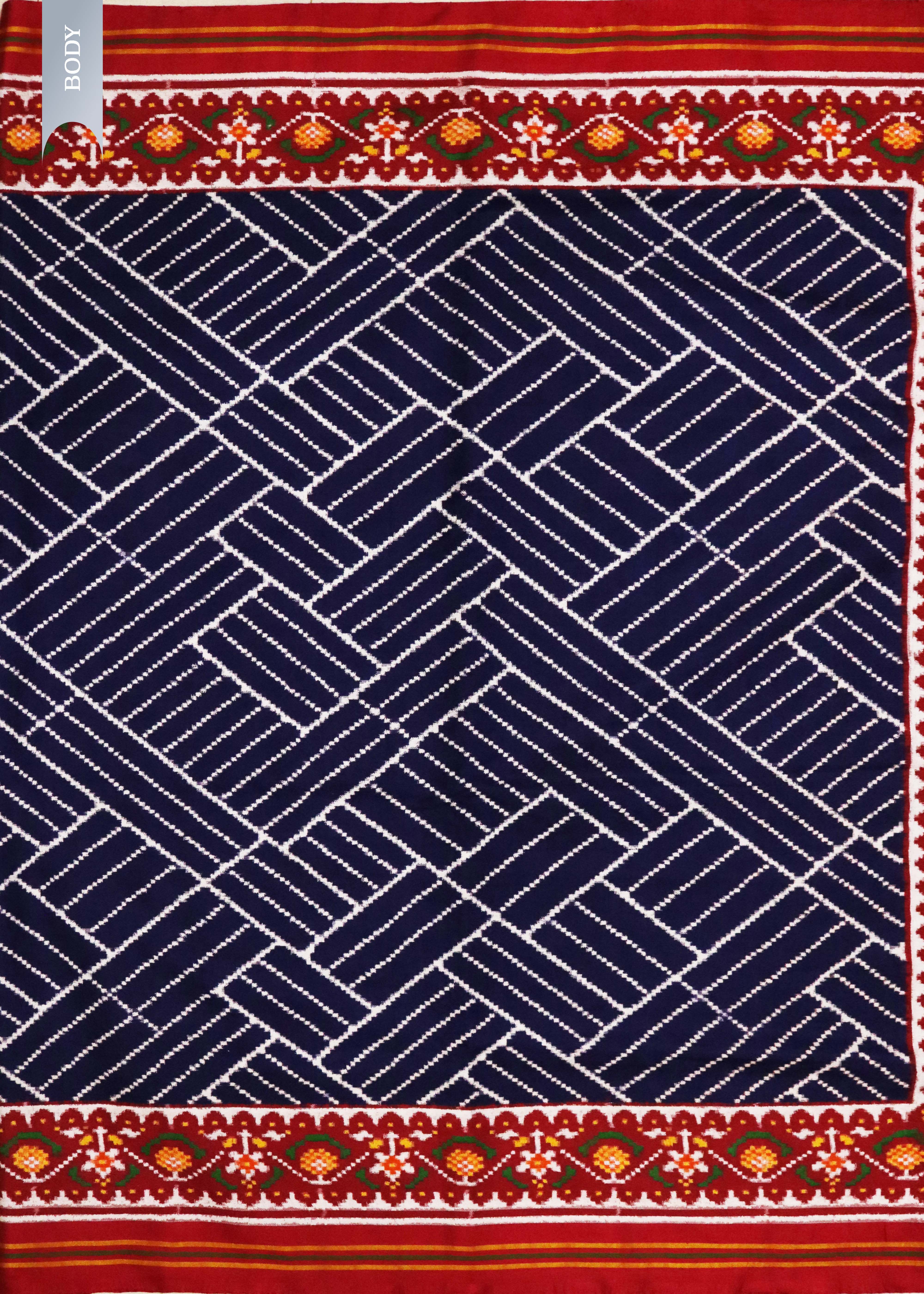 Navy Patan Patola Diagonal Stripes Saree