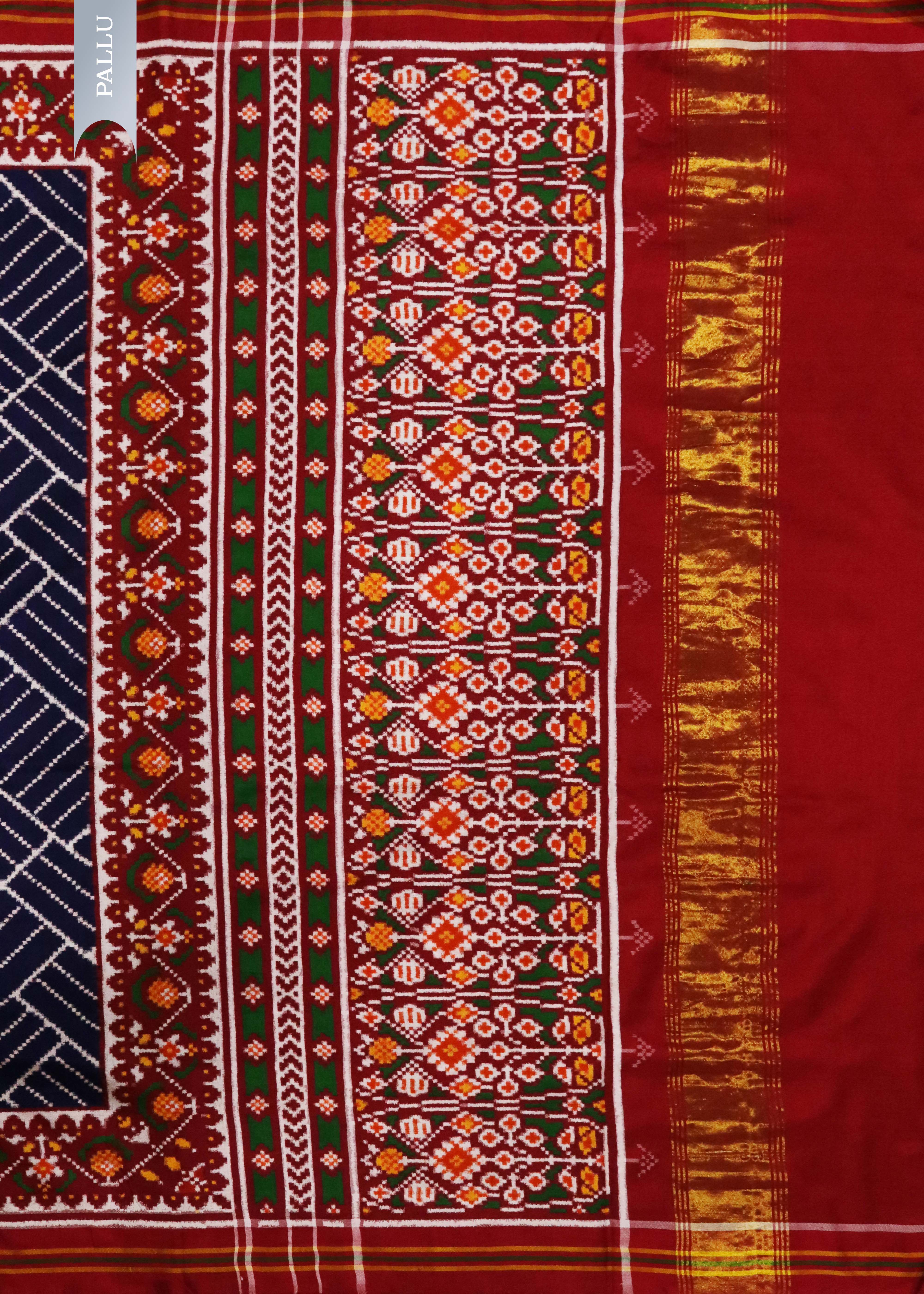 Navy Patan Patola Diagonal Stripes Saree