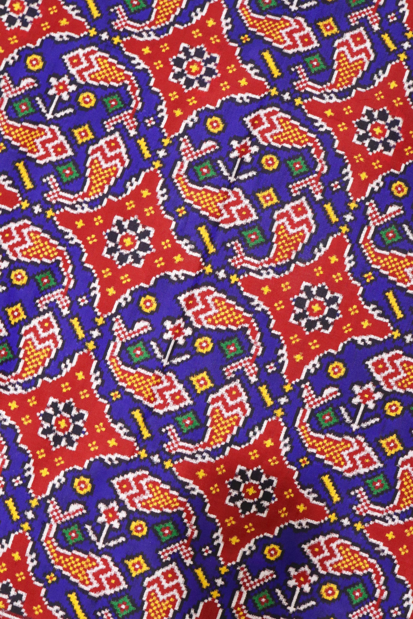 Royal Blue Patan Patola Saree with Red Contrast Border & Double Pallu