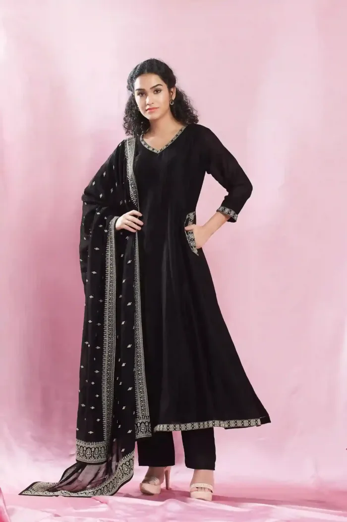 Black Silk Anarkali Suit