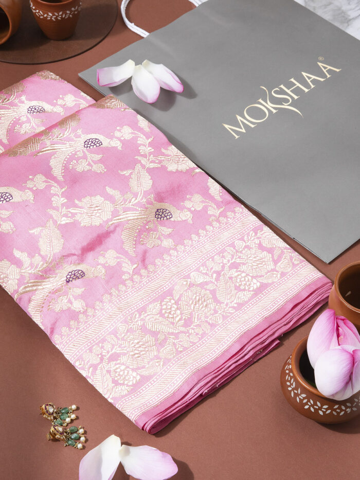 Pink Banarasi Silk Saree