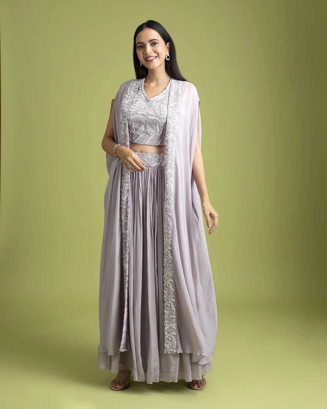 Lilac Chiffon Indo-Western