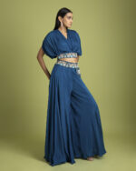 Royal Blue crop top and palazzo set