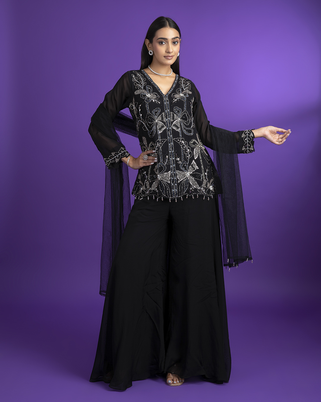 Black Organza Palazzo Set