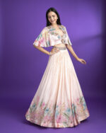 Pink Crepe Floral Printed lehenga