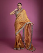 Burnt Orange Tissue Organza Saree