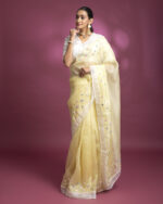 Light Yellow Organza Saree