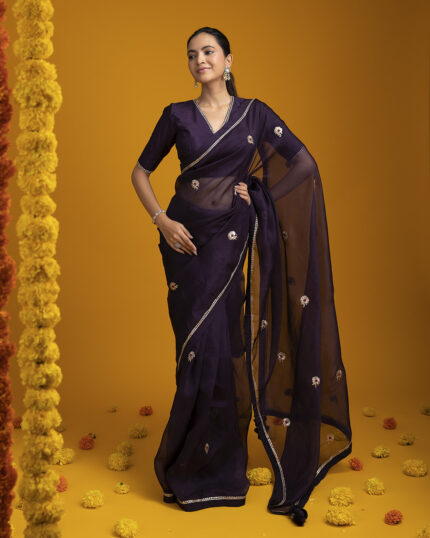 Deep Purple Organza Saree