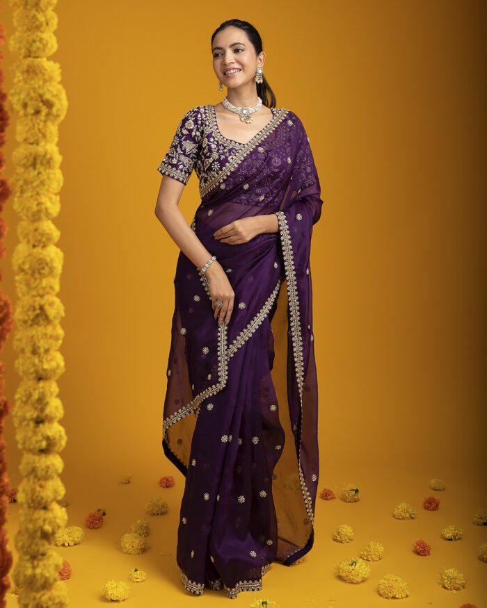 Rich Purple Organza Saree