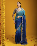 Ombre Blue Organza Saree