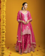 Fuscia Pink organza sharara